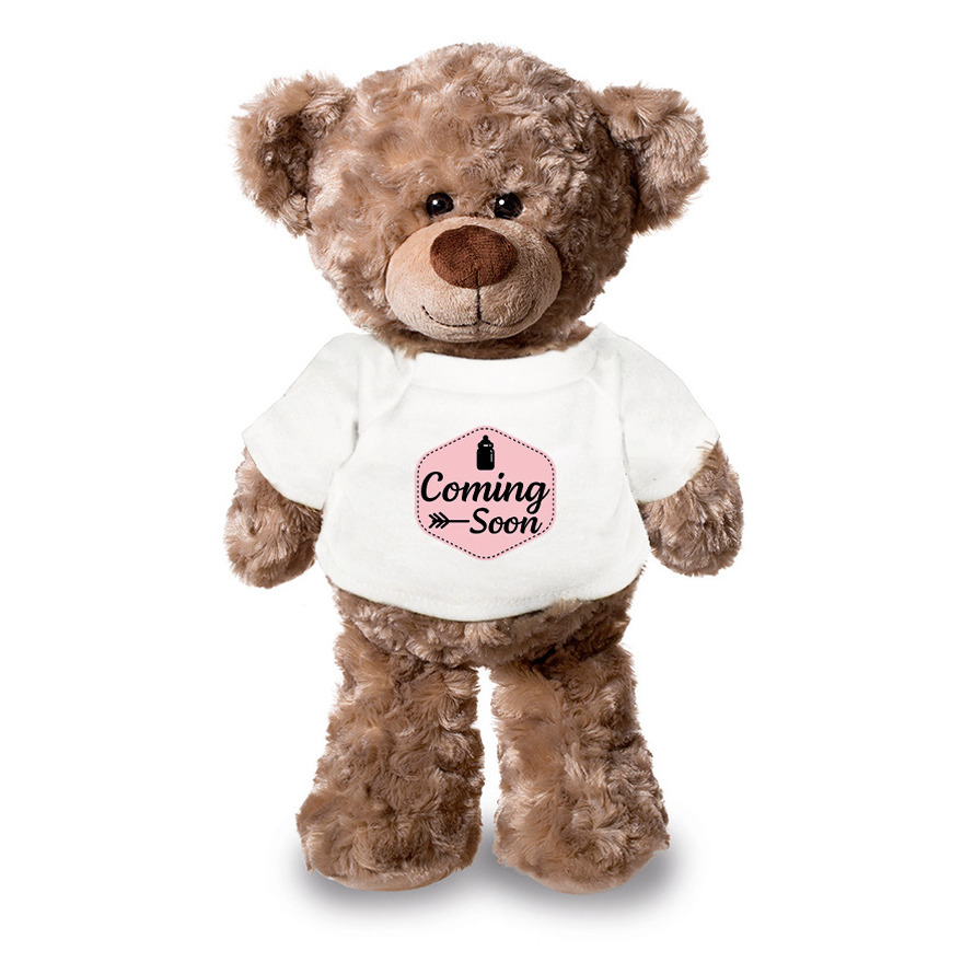 Coming soon aankondiging meisje pluche teddybeer knuffel 24 cm -