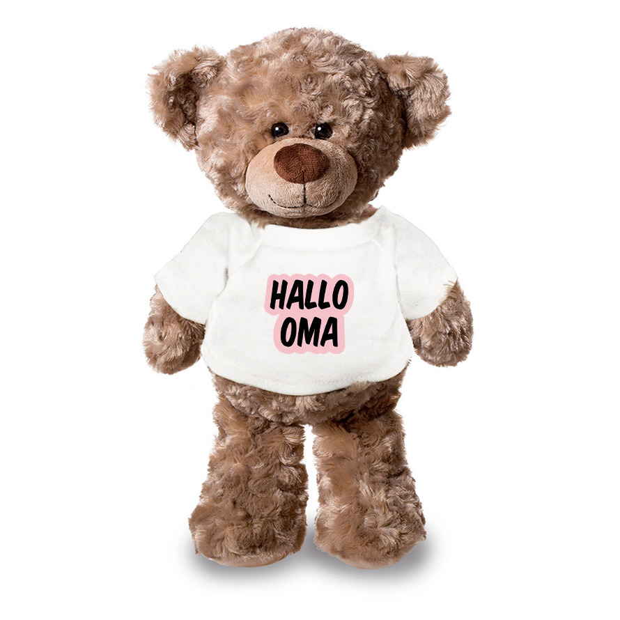 Hallo oma aankondiging meisje pluche teddybeer knuffel 24 cm -