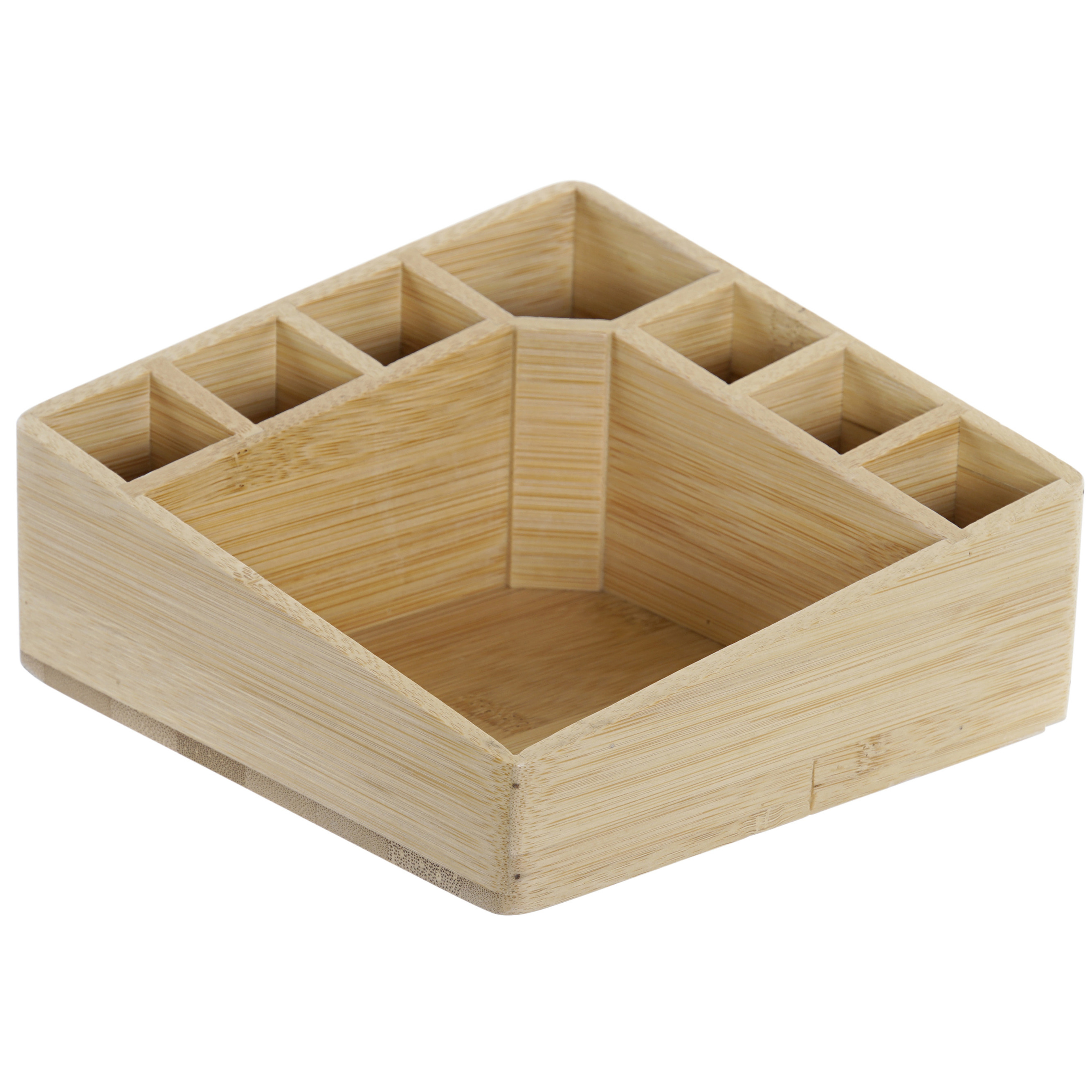 Bamboe make-up organizer/houder sorteerbakje 14 x 14 x 7 cm -