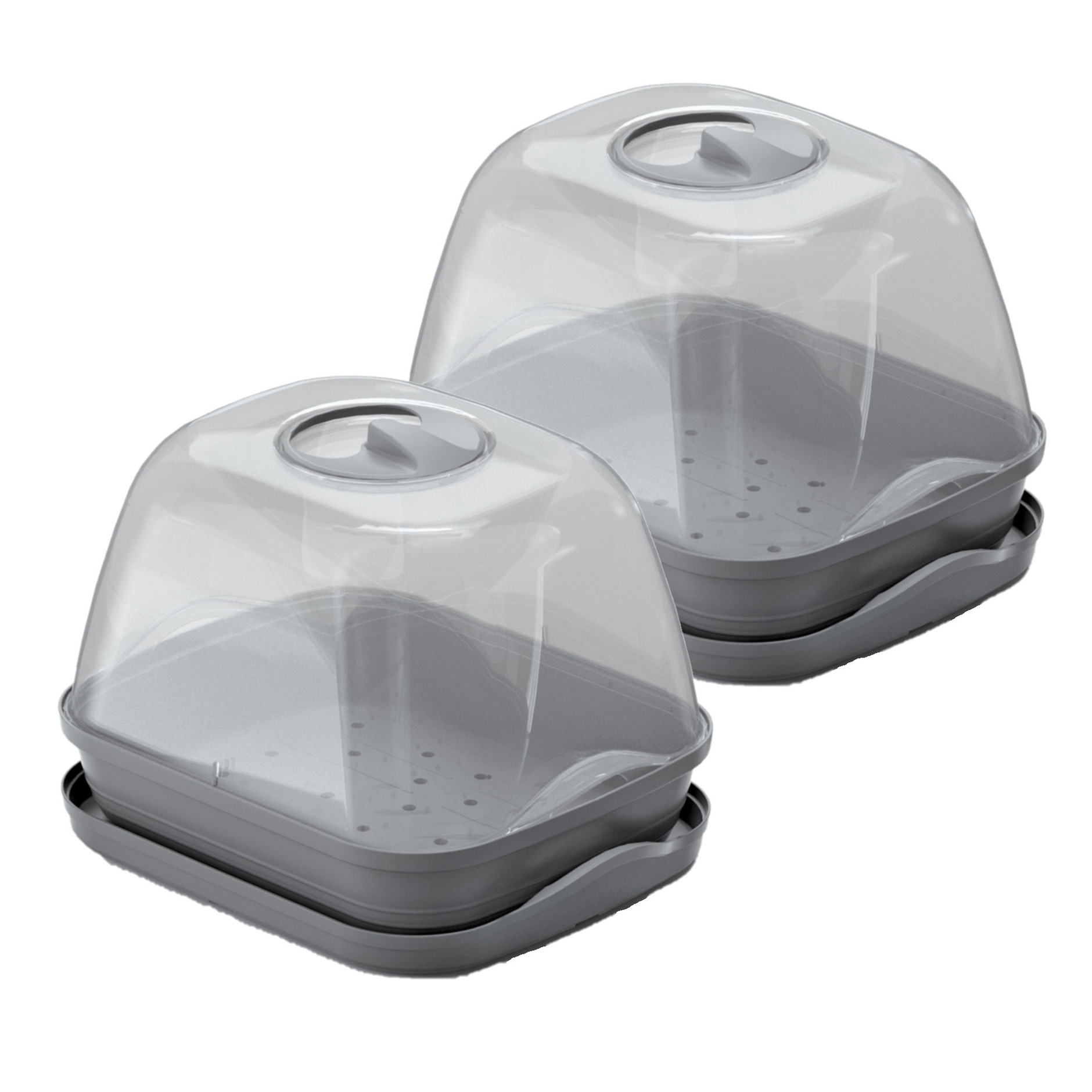 3x stuks kweekbakjes/kweekkasten grijs met deksel 25 x 19 x 18 cm -