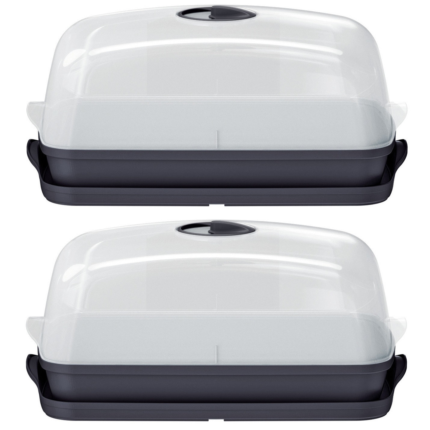 2x stuks kweekbakjes/kweekkasten antraciet grijs met deksel 39 x 25 x 18 cm -