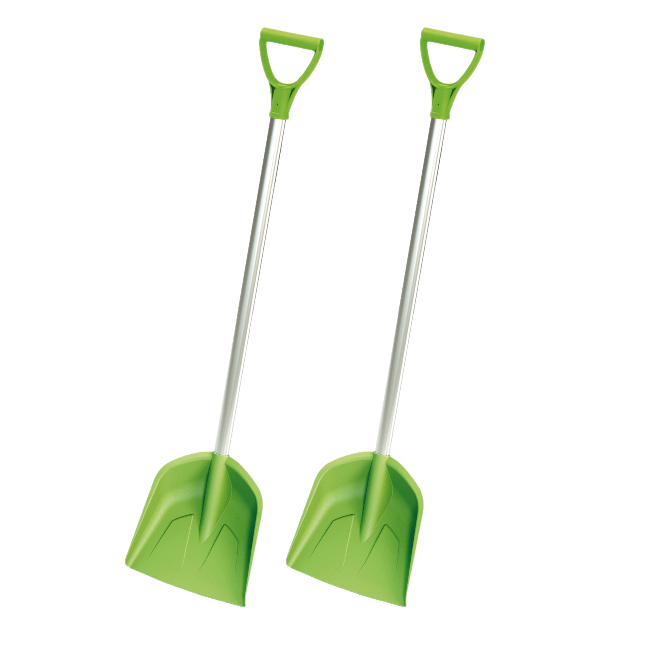 2x stuks sneeuwscheppen/sneeuwschuivers groen voor kinderen 71 cm -