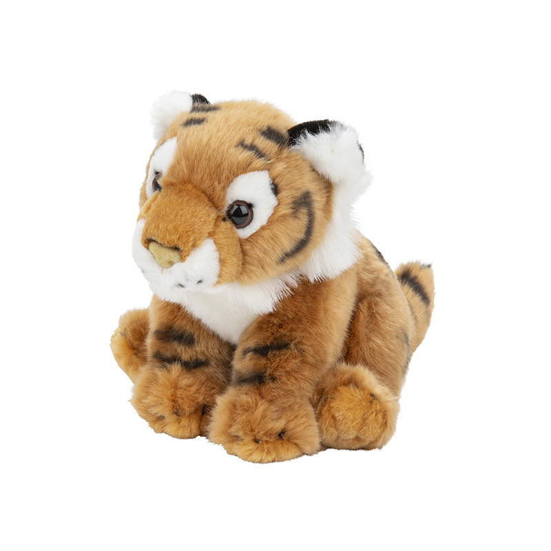 Nature Planet Pluche bruine tijger knuffel - 18 cm - Wilde dieren knuffels -