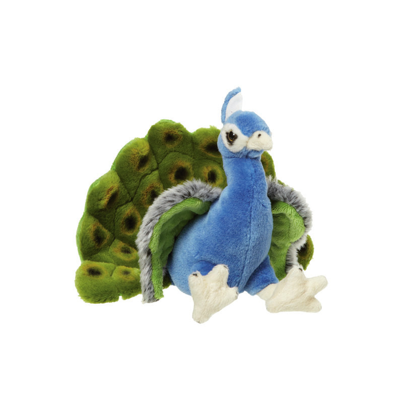 Pluche pauwen knuffel - 18 cm - Dieren speelgoed knuffels cadeau - Pauwen vogels -