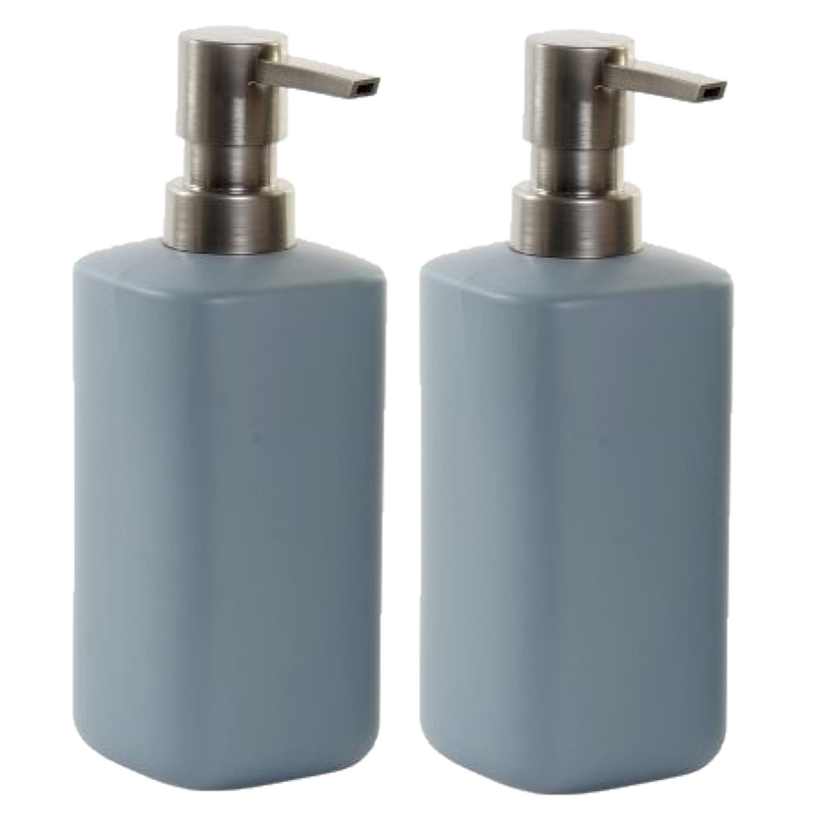 2x stuks zeeppompjes/zeepdispensers lichtgrijs polystone 300 ml -