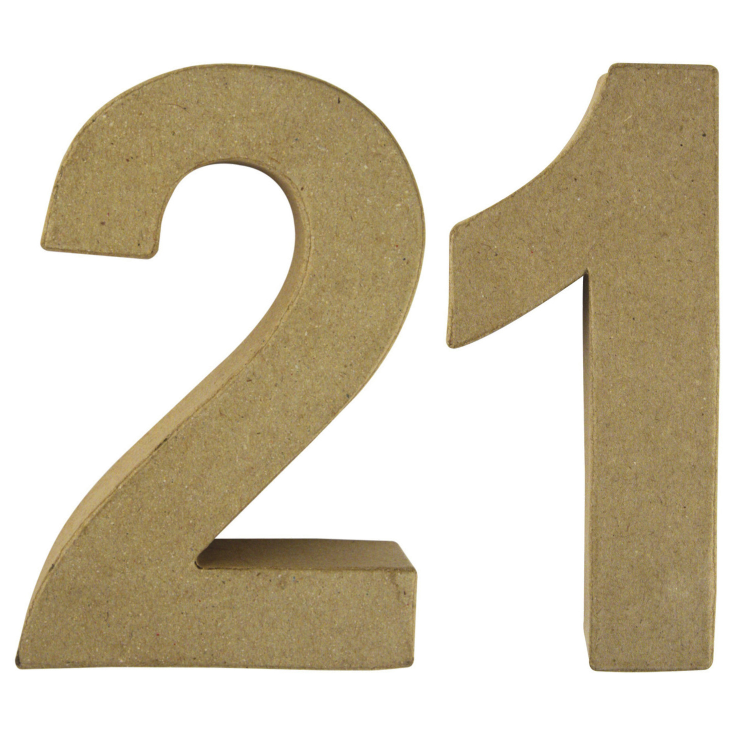 Leeftijd 21 jaar Papier mache 3D hobby knutsel cijfers setje van 15 x 9 x 3 cm -