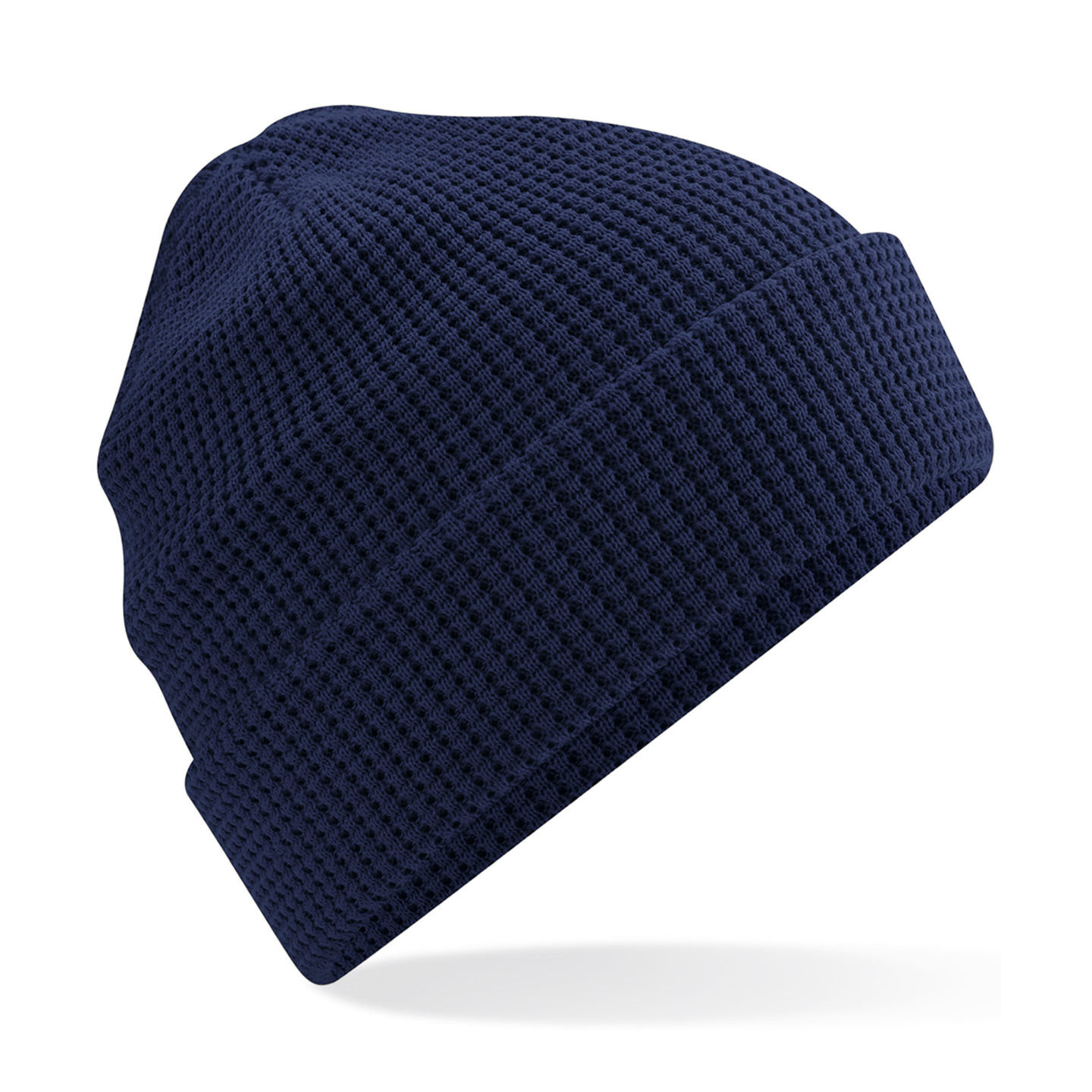 Beanie Wintermuts - wafelstructuur - navy blauw - dames - 100% katoen - damesmuts One size -