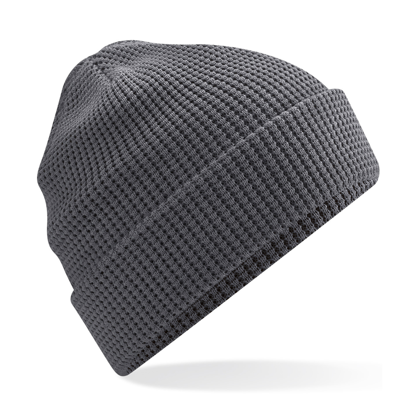Beanie Wintermuts - wafelstructuur - grafiet grijs - dames - 100% katoen - damesmuts One size -