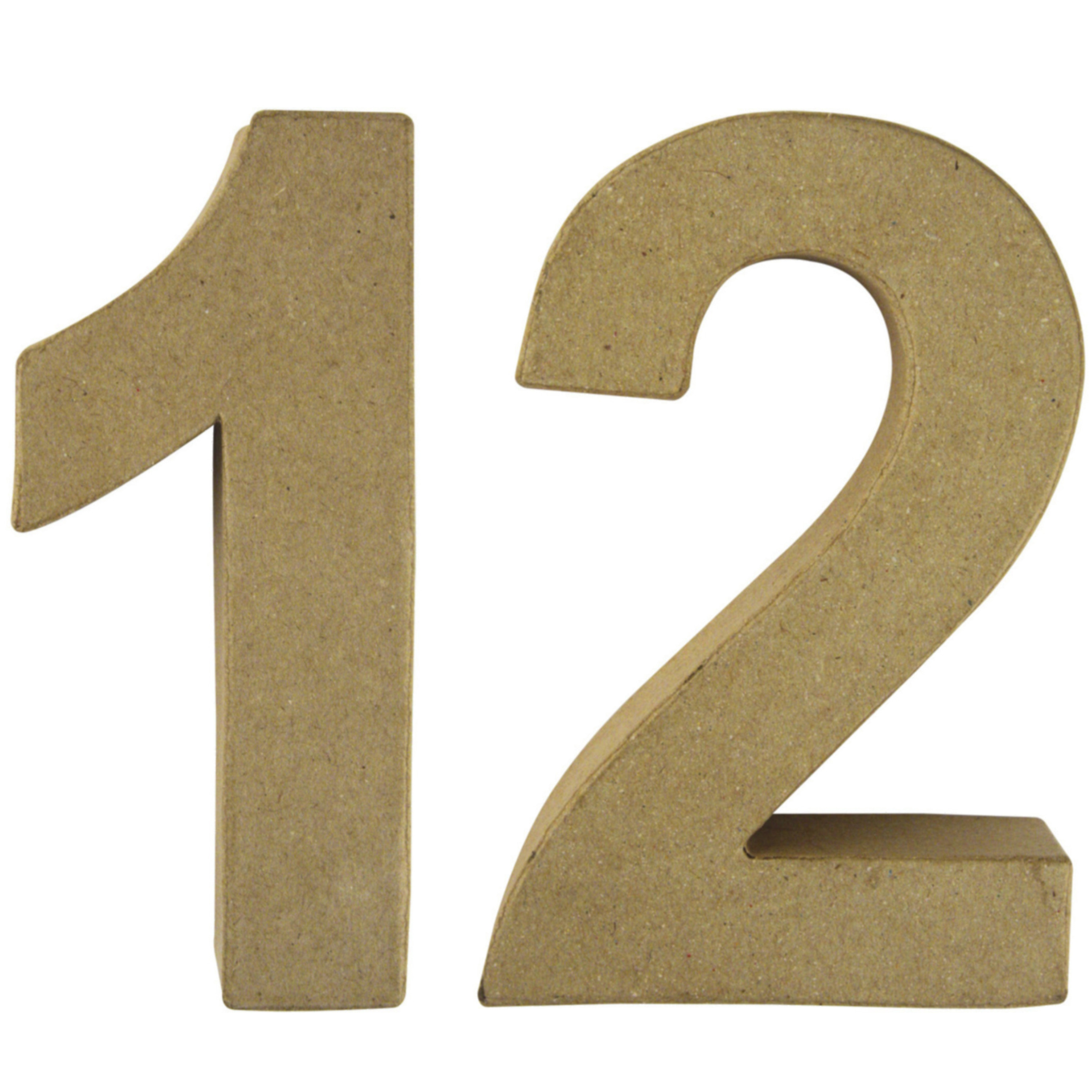 Leeftijd 12 jaar Papier mache 3D hobby knutsel cijfers setje van 15 x 9 x 3 cm -
