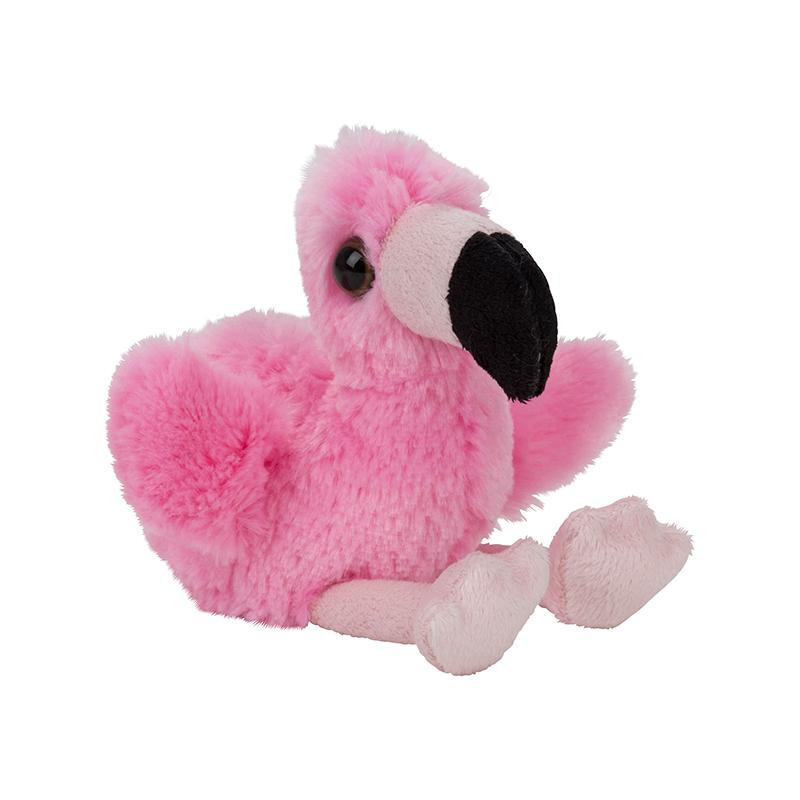 Nature Planet pluche knuffeldier Flamingo - roze - 13 cm - cadeau - tropische vogels -