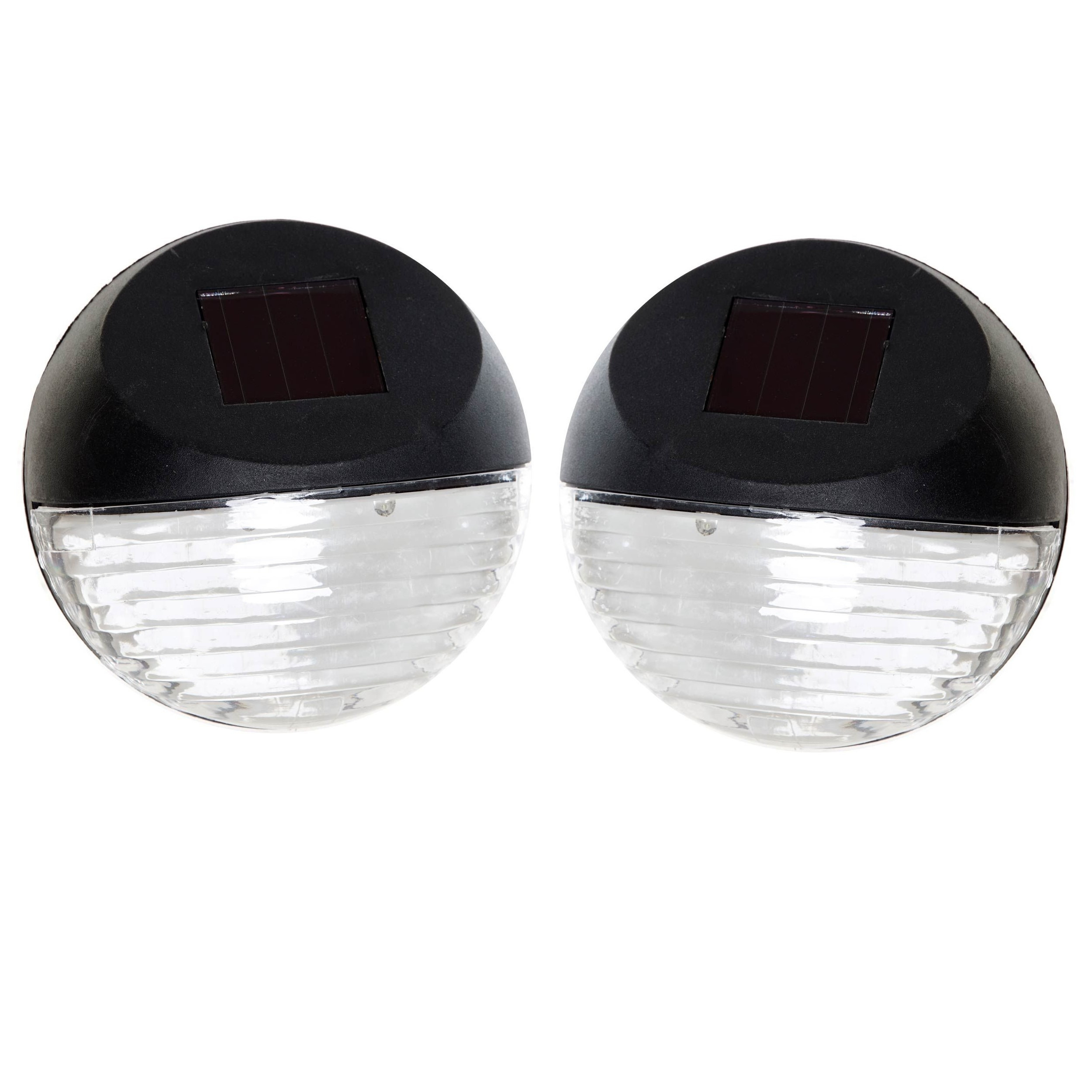 2x Solar LED verlichting voor huis/muur/schutting wandlamp 11 cm zwart -