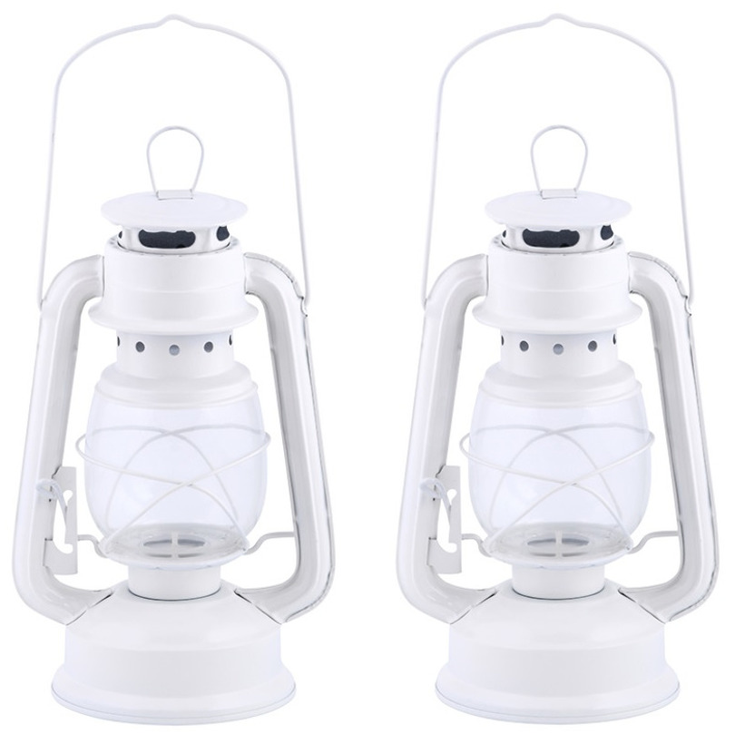 Set van 2x stuks stormlantaarn/windlicht wit 11,5 x 15 x 24 cm -