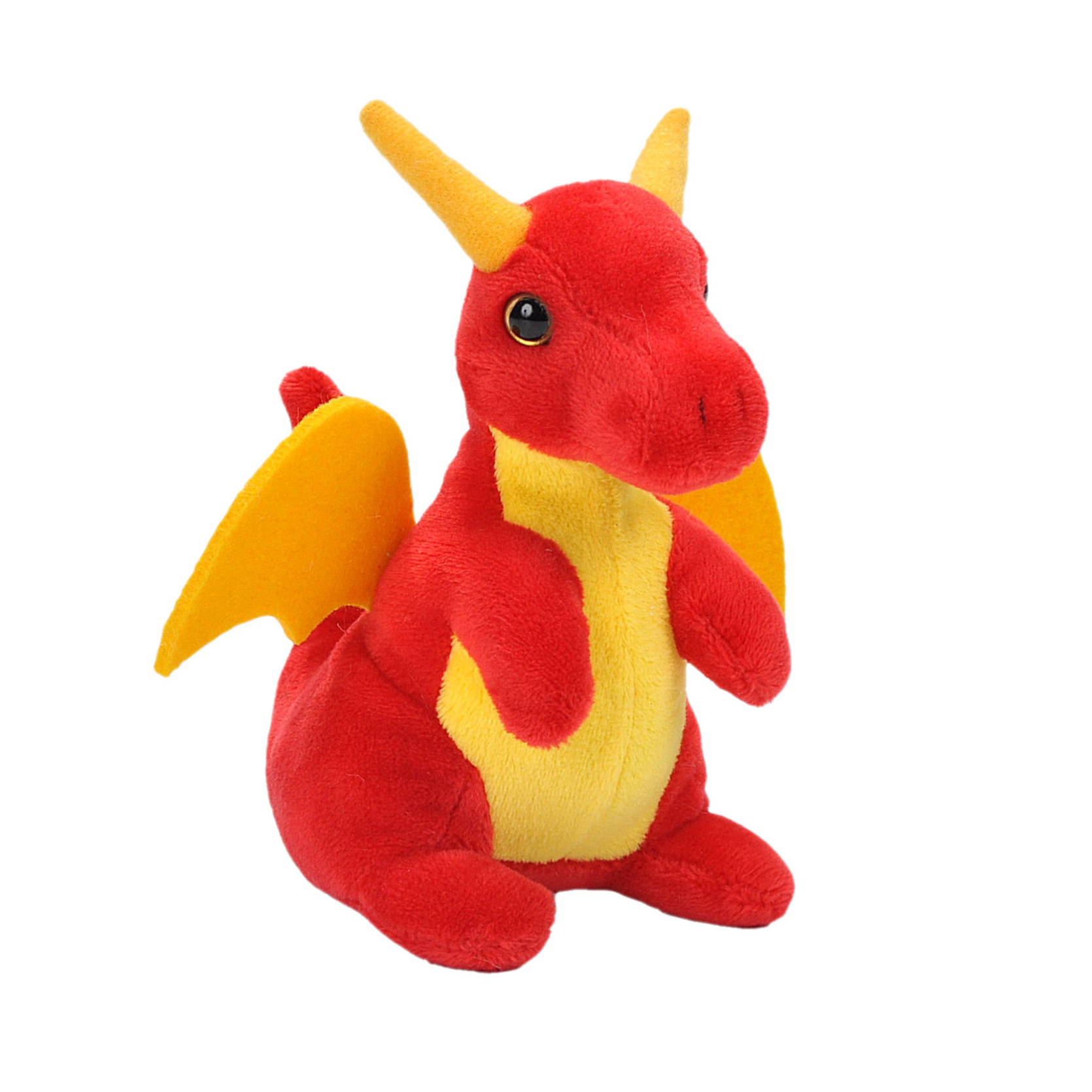 Wild Republic pluche dieren knuffel Draak - rood - 13 cm - Draken knuffels -