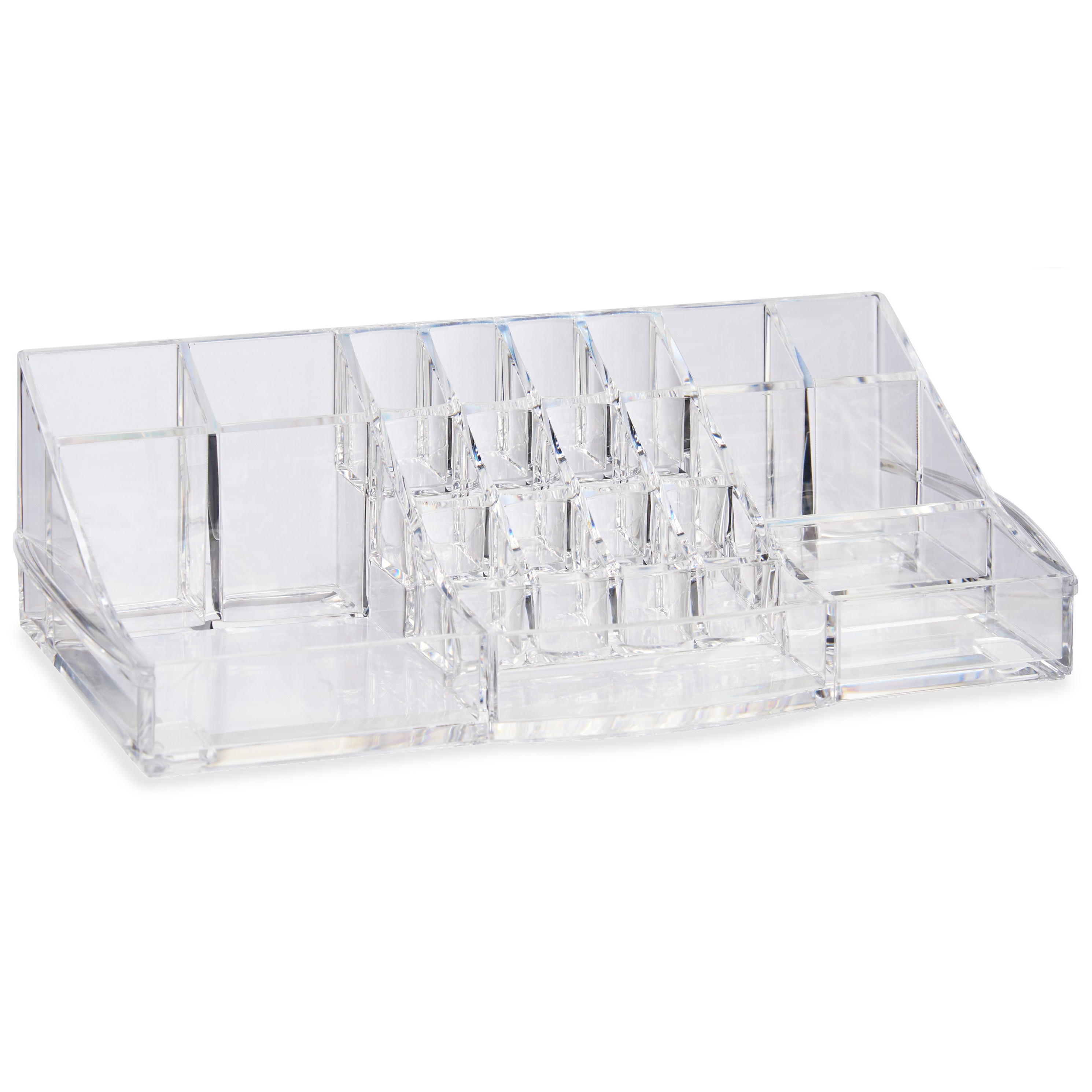 Make-up organizer/opberger 20-vaks met lade en spiegel 32 x 12 cm van kunststof -
