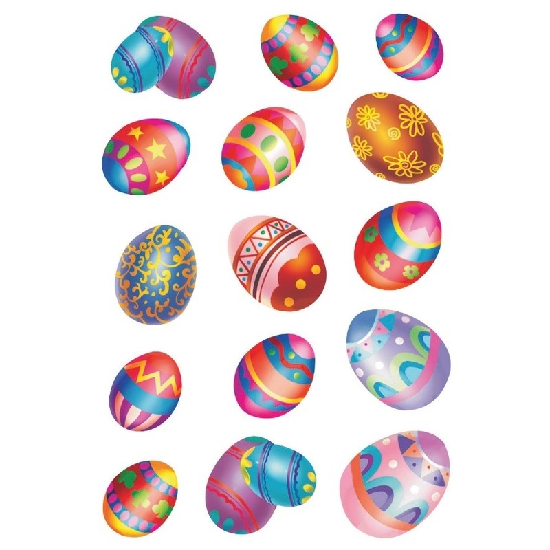 60x Gekleurde paaseieren stickers met glitters -
