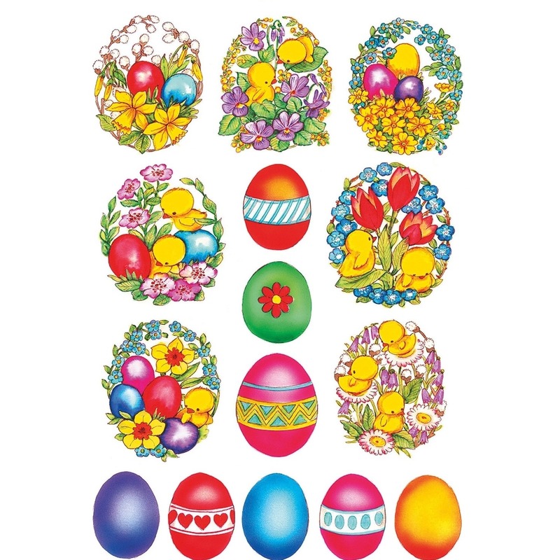 90x Gekleurde paaseieren met bloemen en kuikens stickers -