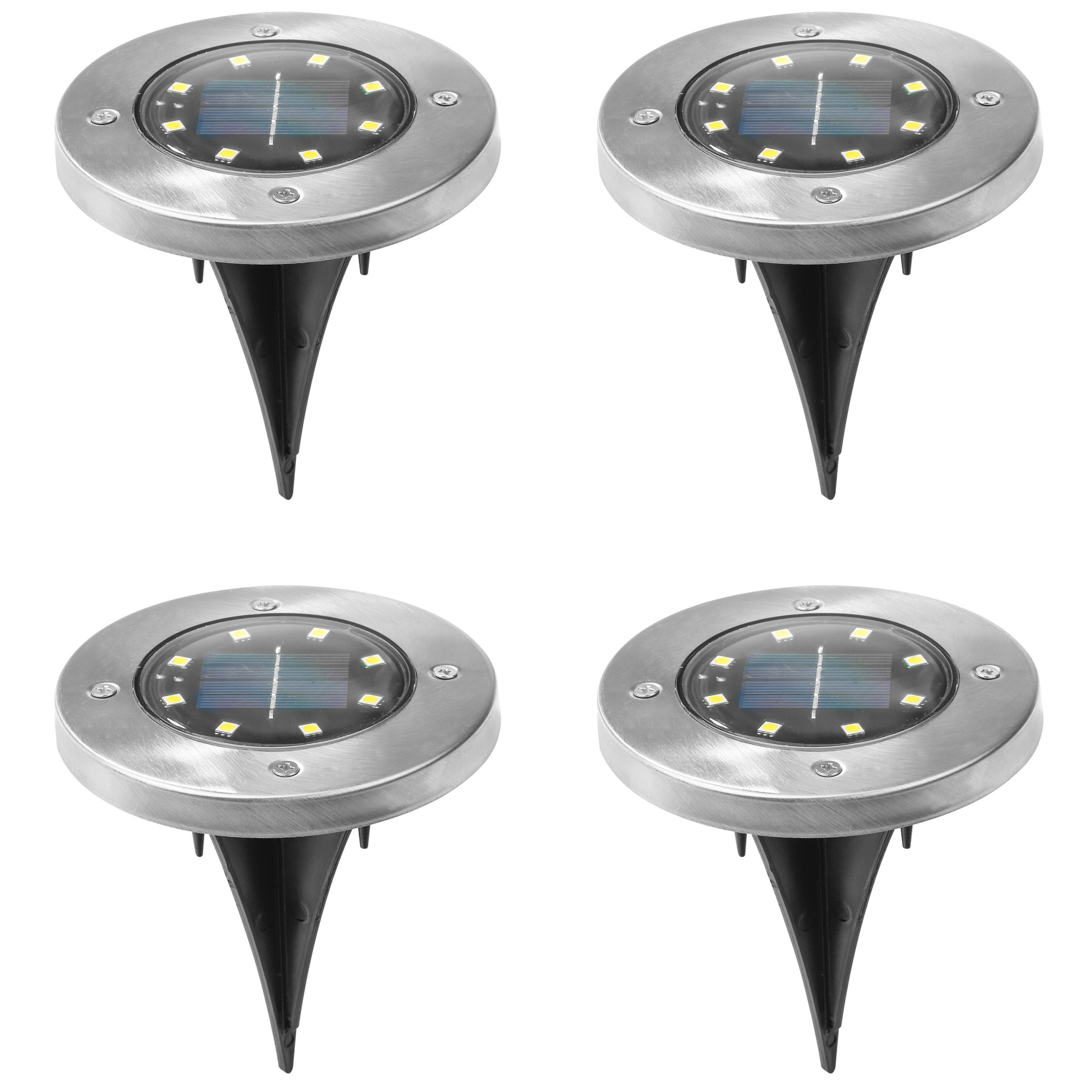Set van 12x stuks solar tuinlampen/grondspots op zonne-energie 12 cm -