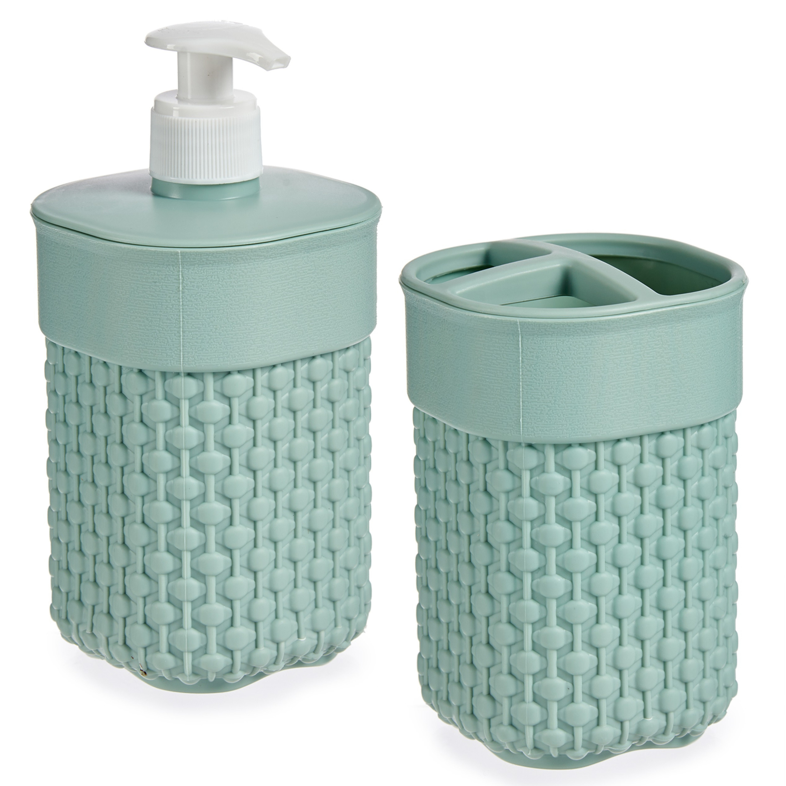 Badkamer accessoires set 2-delig pastel mintgroen van kunststof -