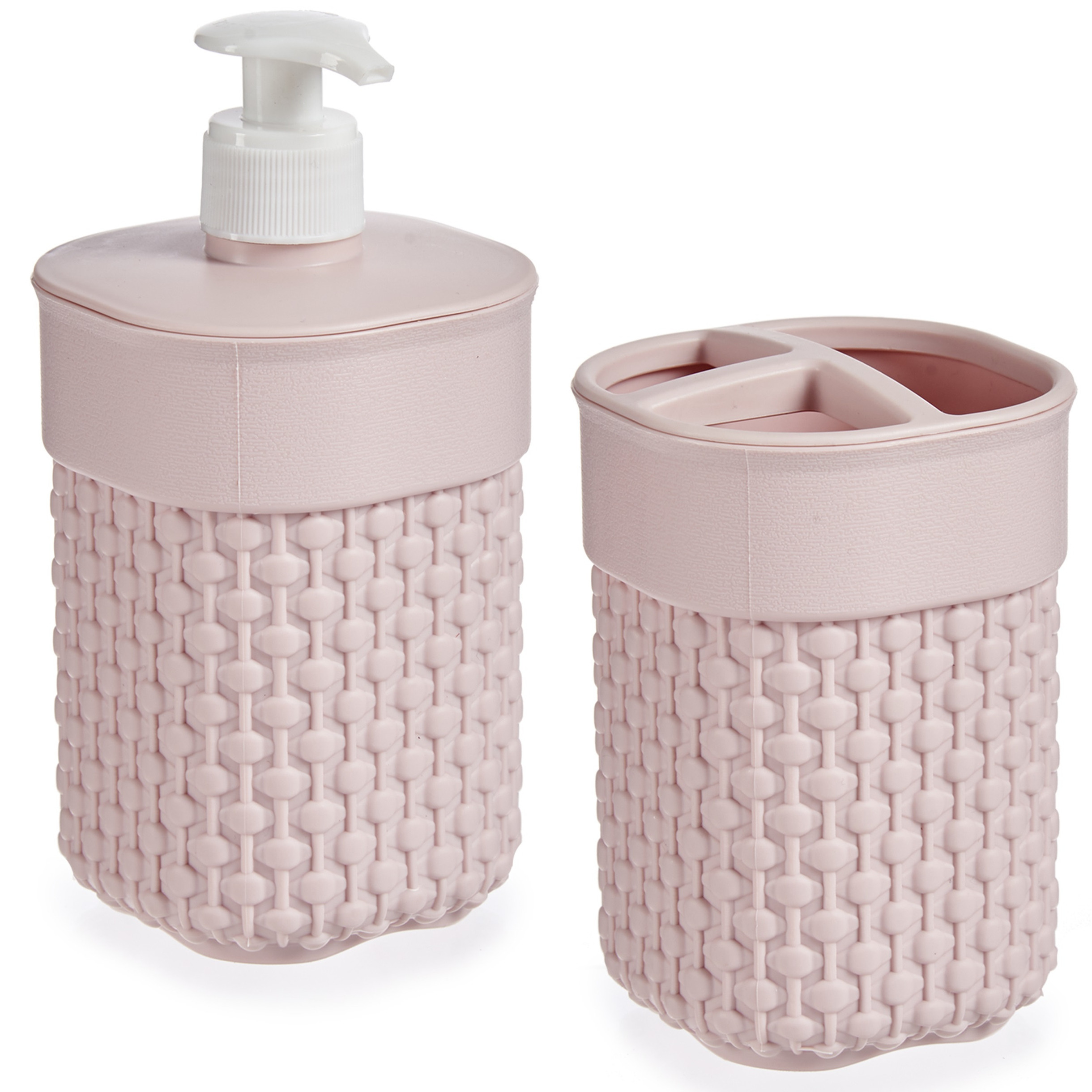 Badkamer accessoires set 2-delig pastel lichtroze van kunststof -