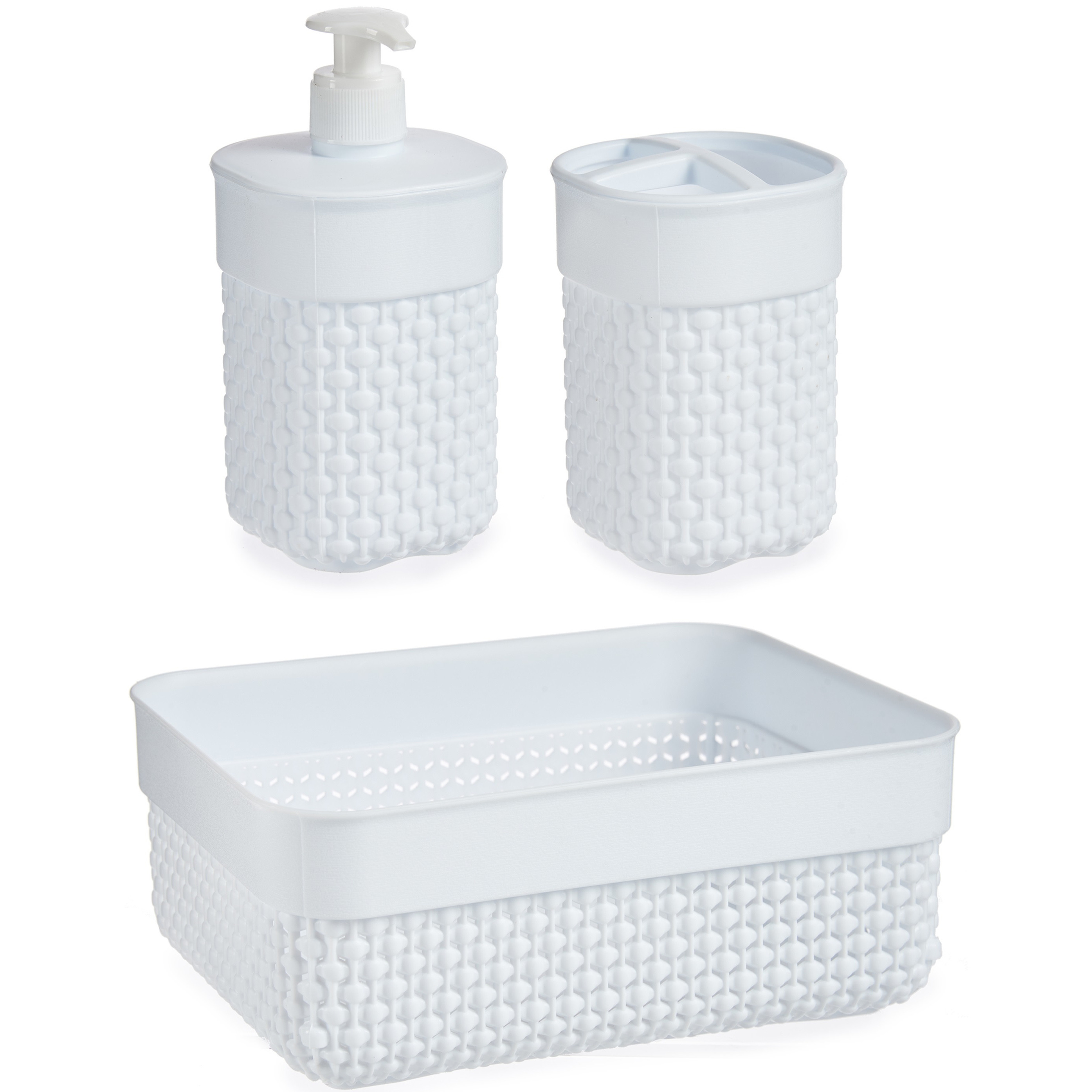 Badkamer accessoires set 3-delig wit van kunststof -