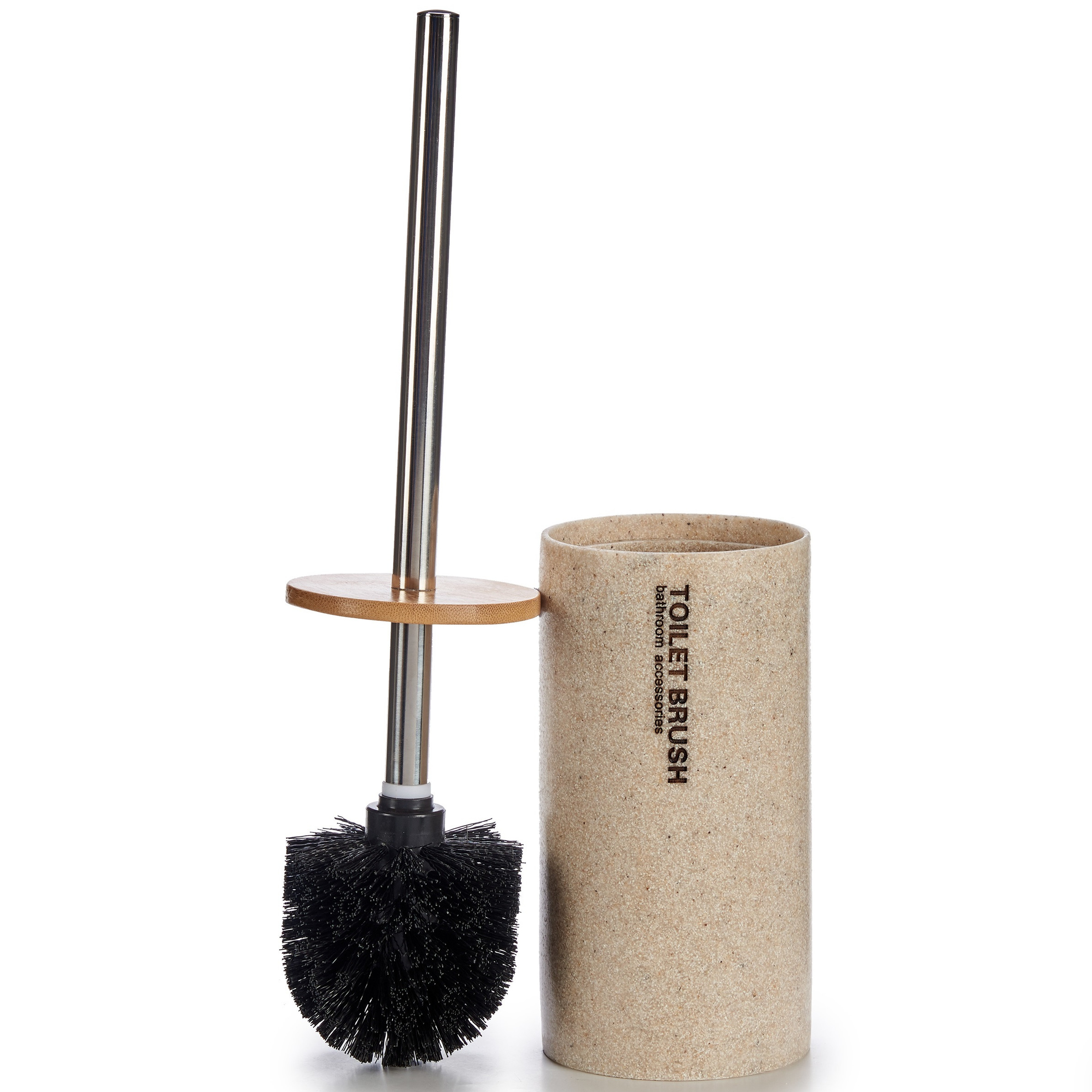 Toiletborstel/wc-borstel creme met tekst polyresin 38 cm -