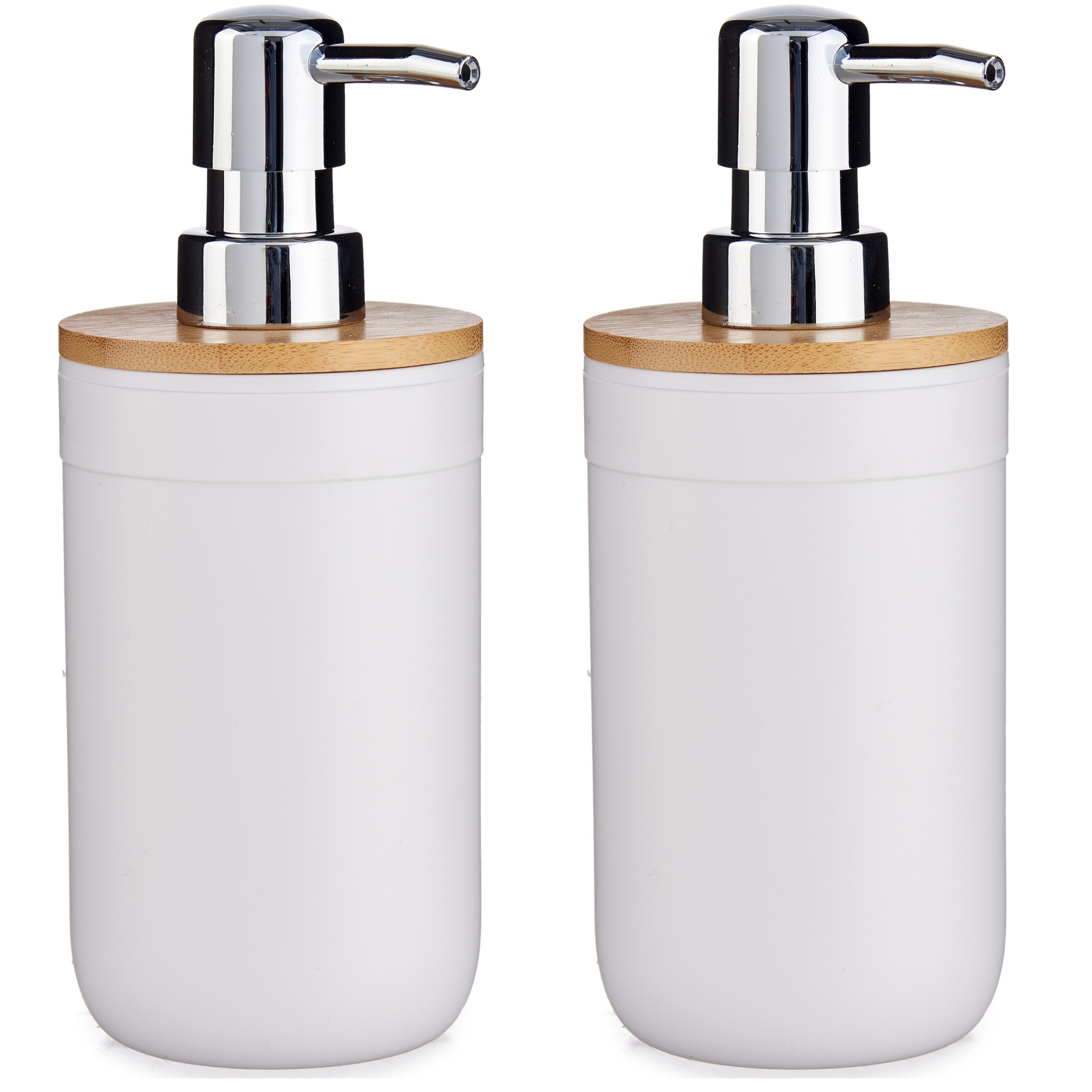 Set van 2x stuks navulbaar zeeppompje/zeepdispenser wit 350 ml van kunststof -