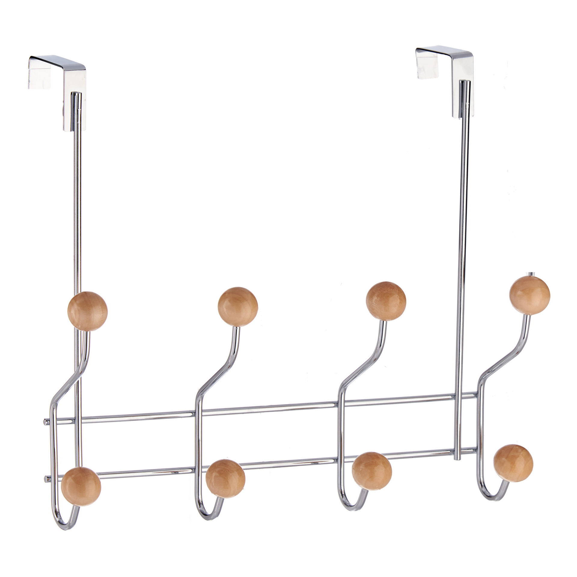 Badkamer deurhanger voor baddoeken met 8 ophanghaken/knoppen 28 cm -