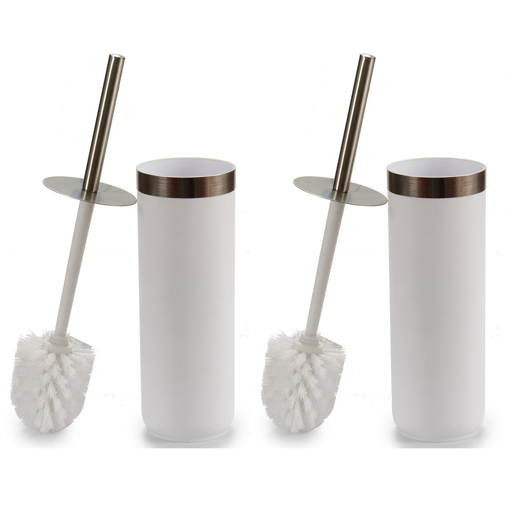 Set van 2x stuks toiletborstel/wc-borstel wit kunststof 38,5 cm -