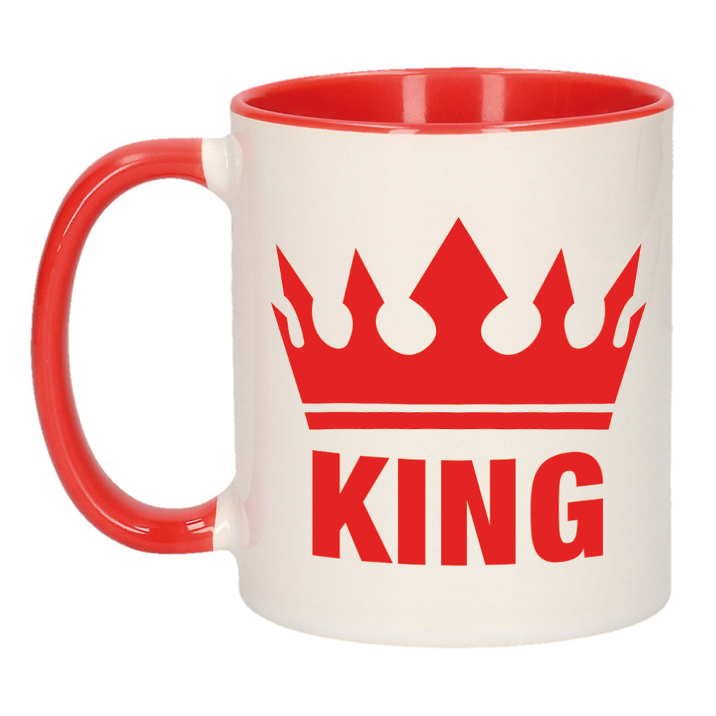 Cadeau King mok/ beker rood wit 300 ml -
