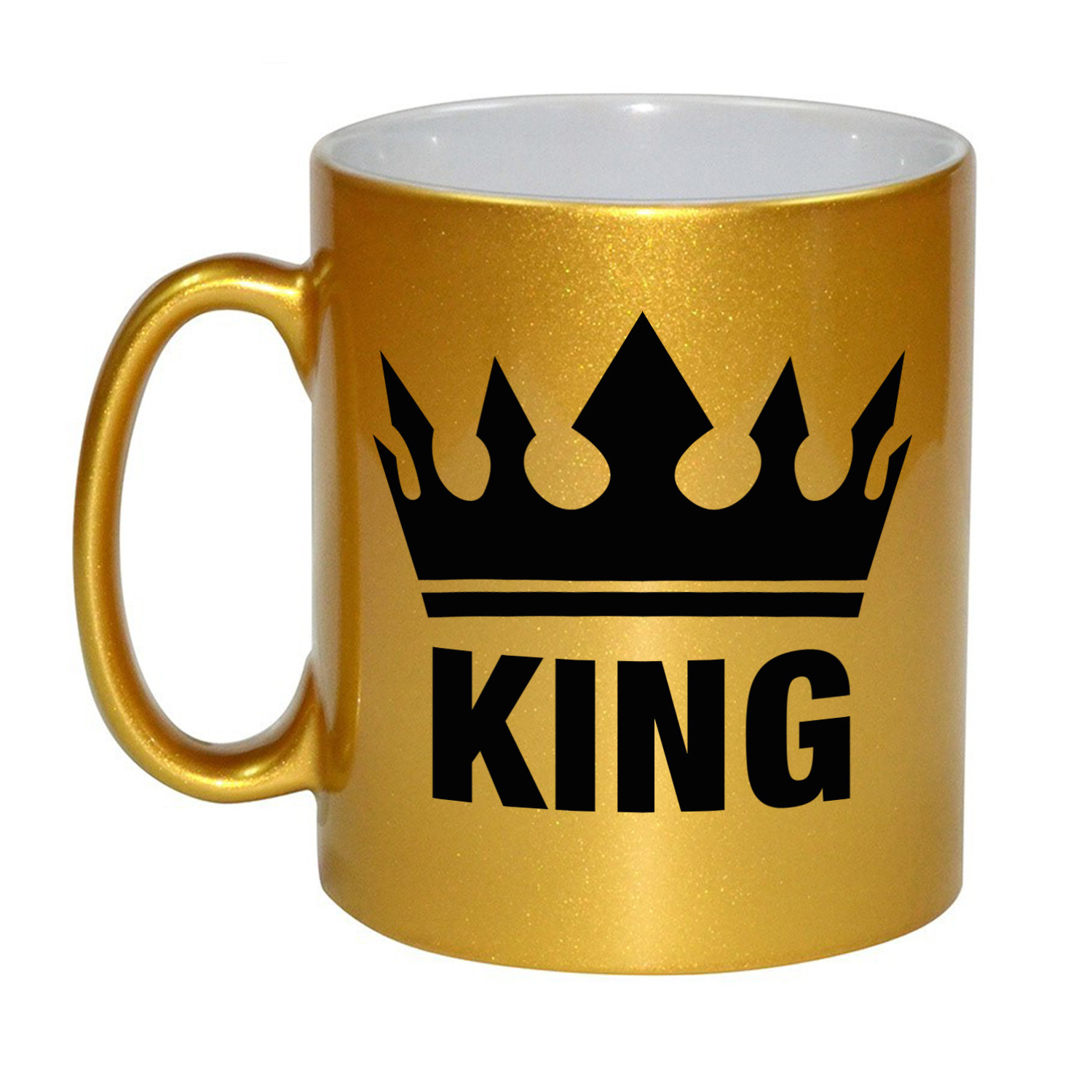 Cadeau King mok/ beker goud met zwarte bedrukking 300 ml -
