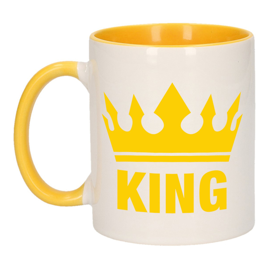Cadeau King mok/ beker geel wit 300 ml -