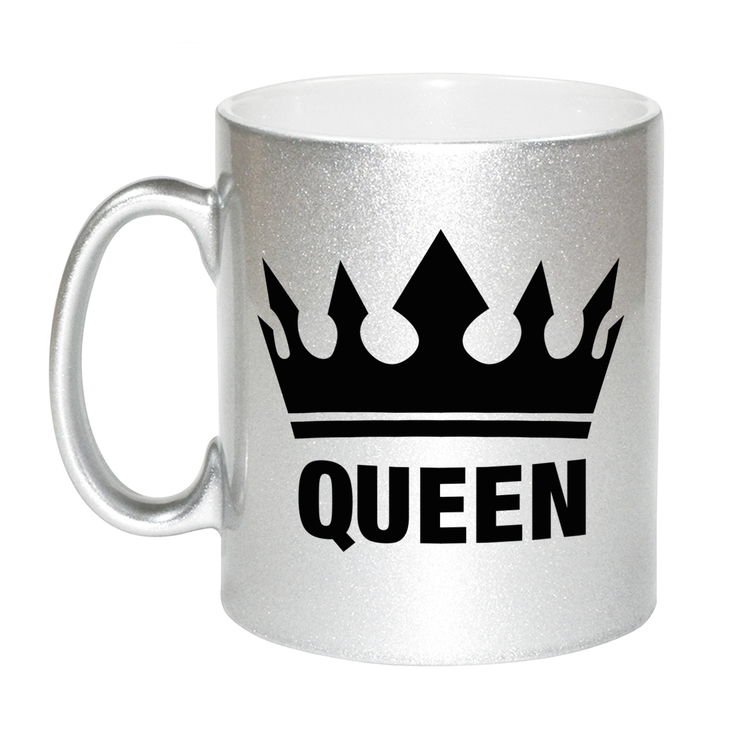 Cadeau Queen mok/ beker zilver met zwarte bedrukking 300 ml -