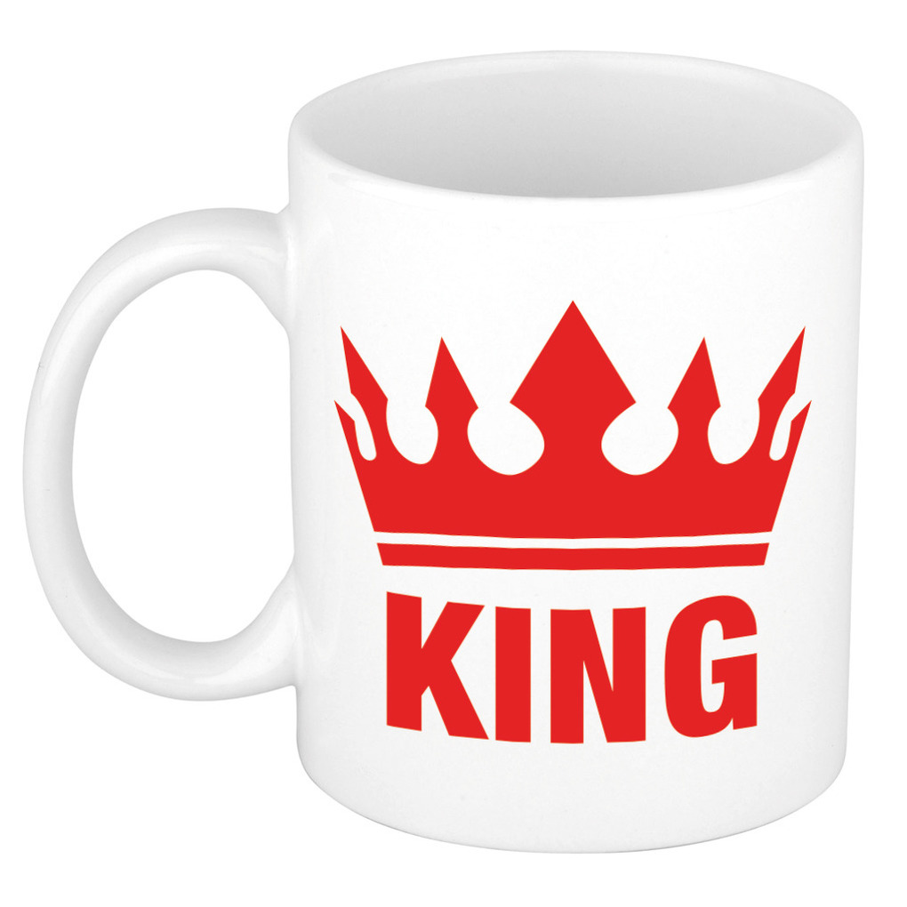 Cadeau King mok/ beker wit met rode bedrukking 300 ml -