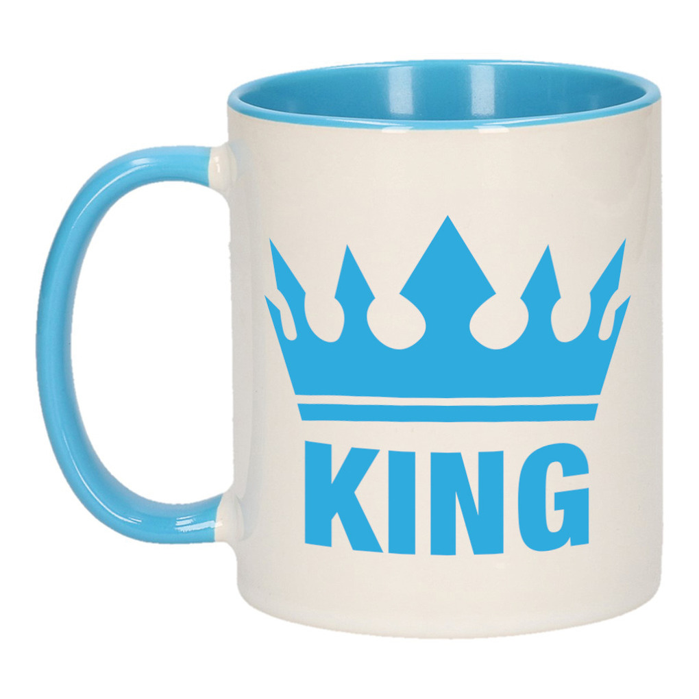 Cadeau King mok/ beker blauw wit 300 ml -