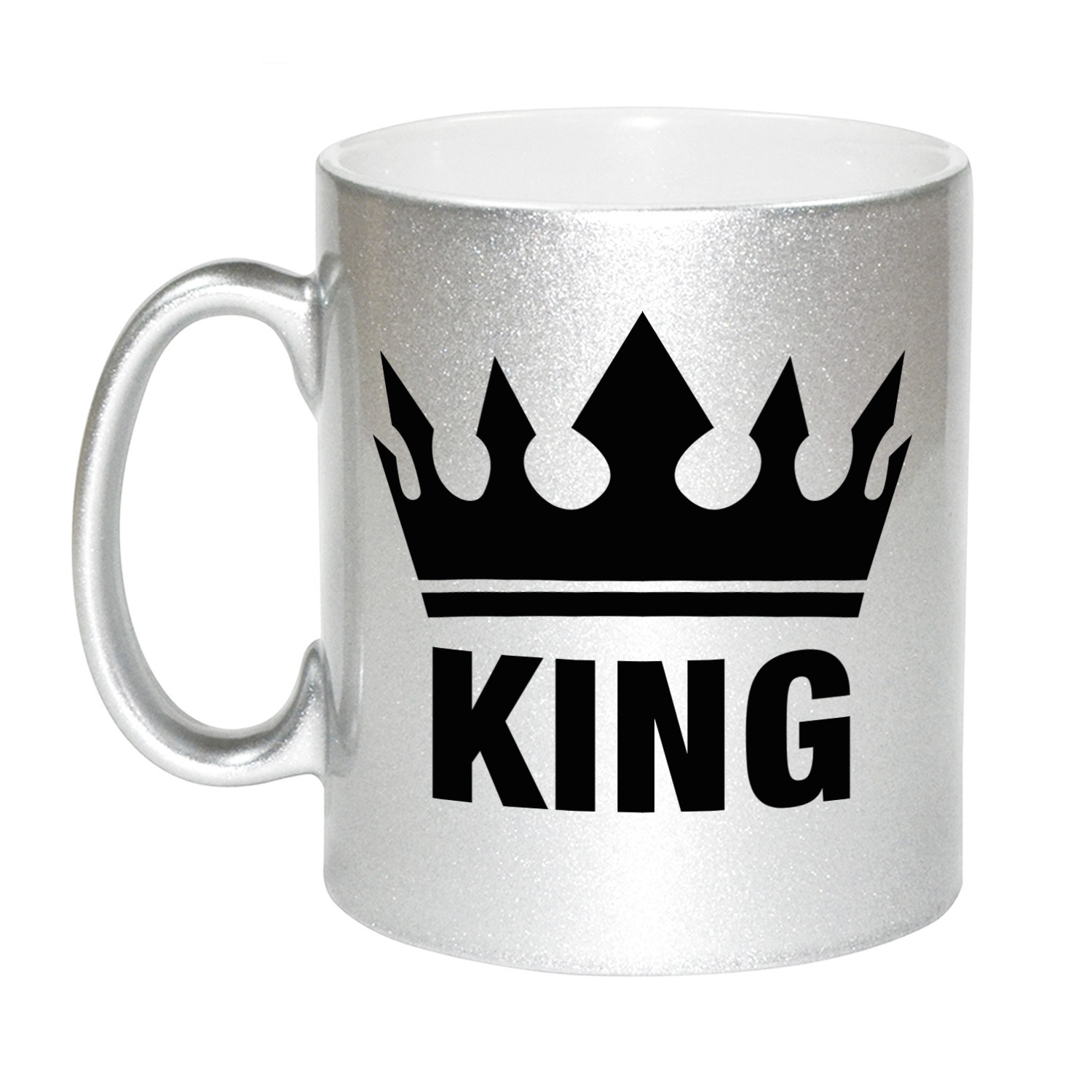 Cadeau King mok/ beker zilver met zwarte bedrukking 300 ml -