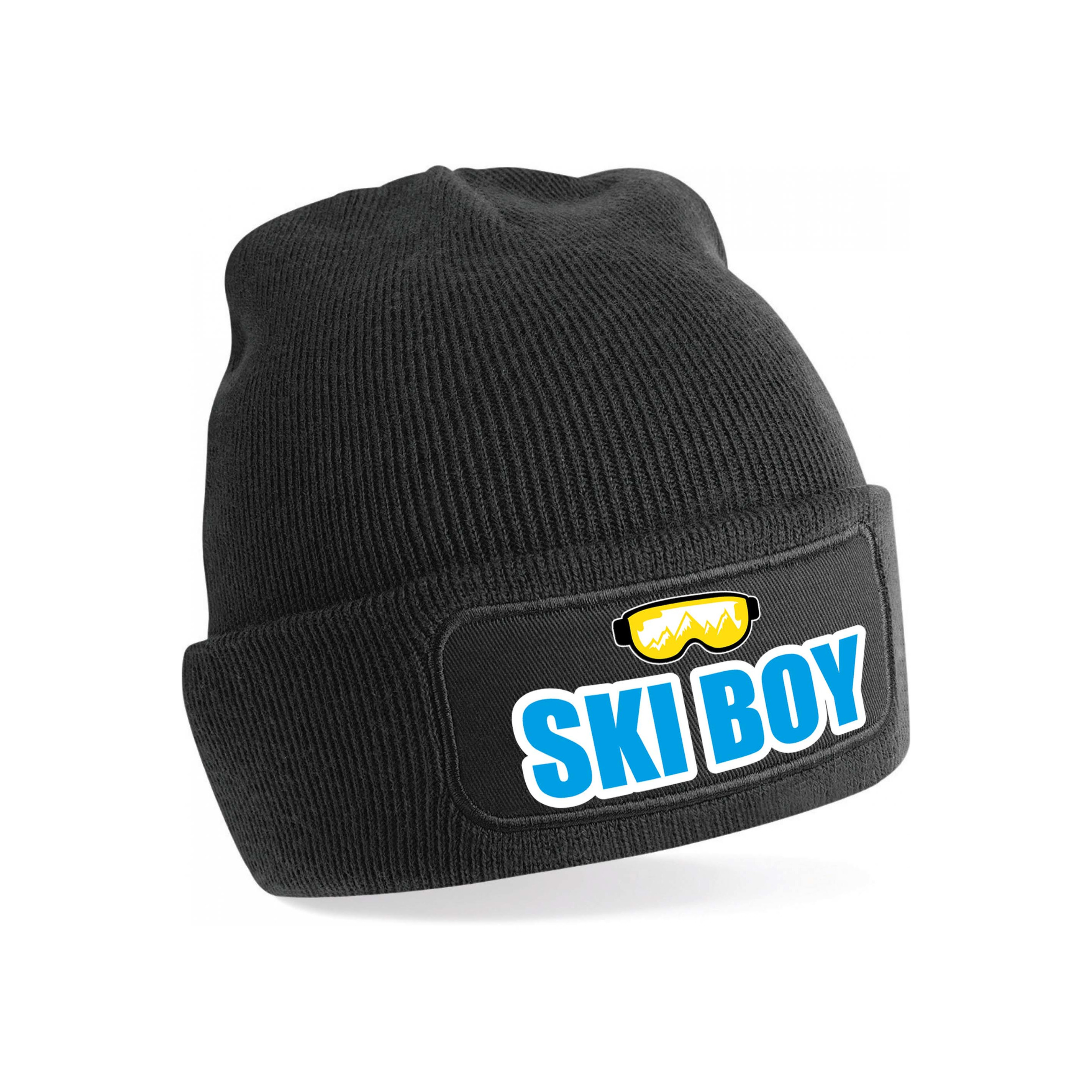 Apres ski muts ski boy zwart voor heren - Foute wintersport muts -