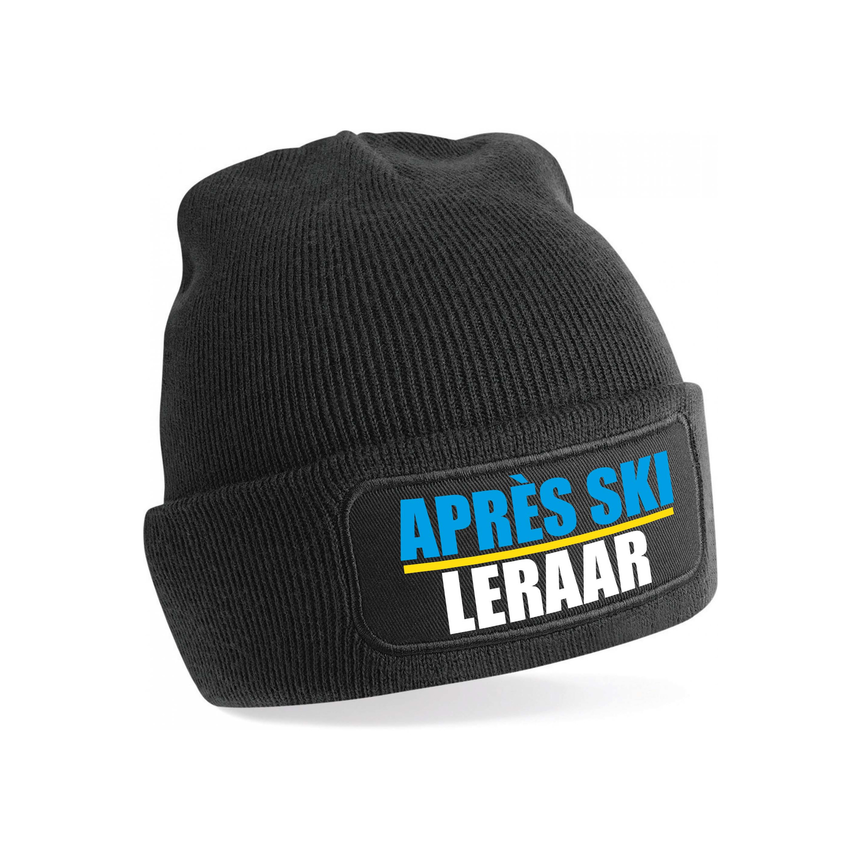 Wintersport muts - Apres Ski leraar - zwart - one size - unisex - Apres ski beanie One size -