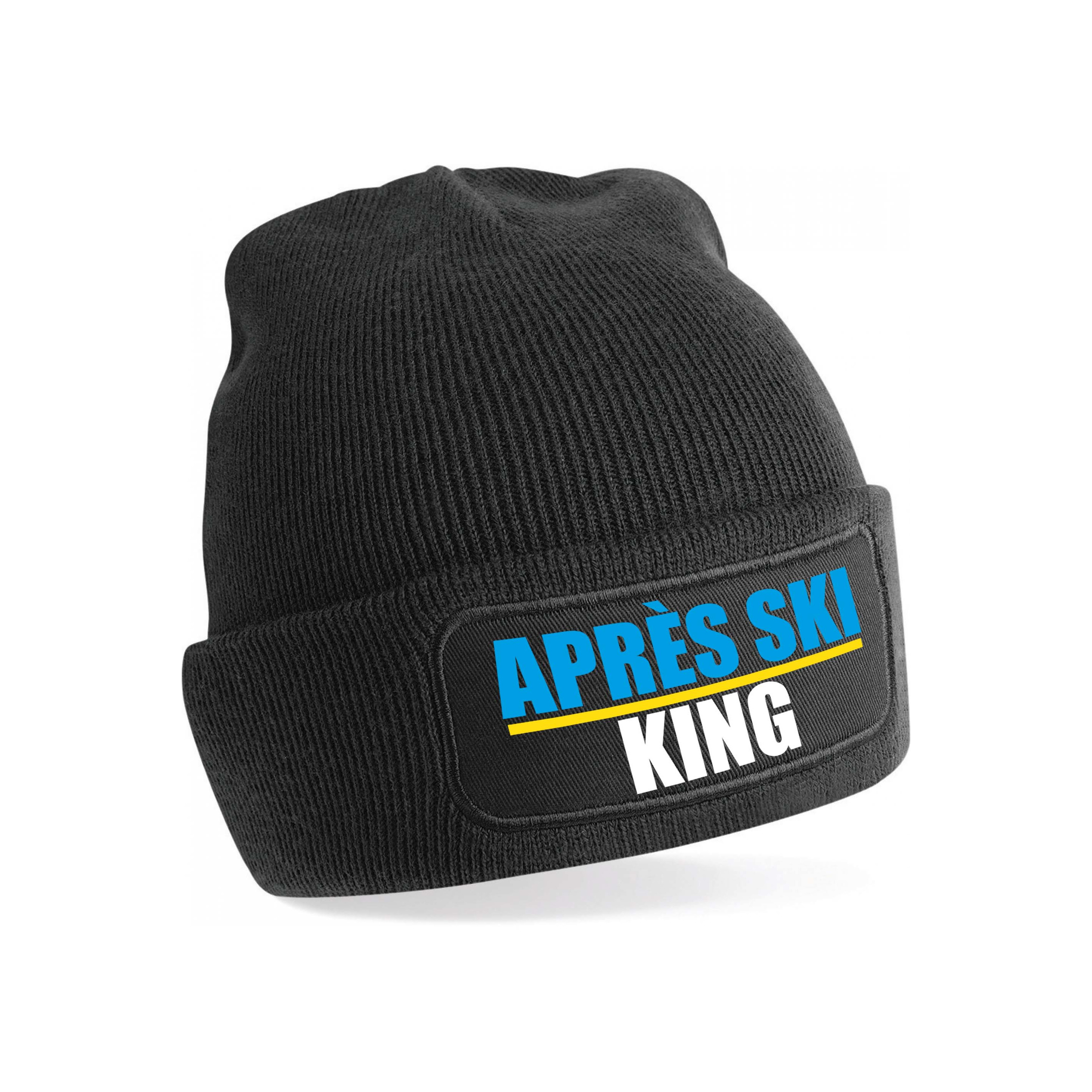 Wintersport muts - Apres Ski king - zwart - one size - unisex - Apres ski beanie One size -