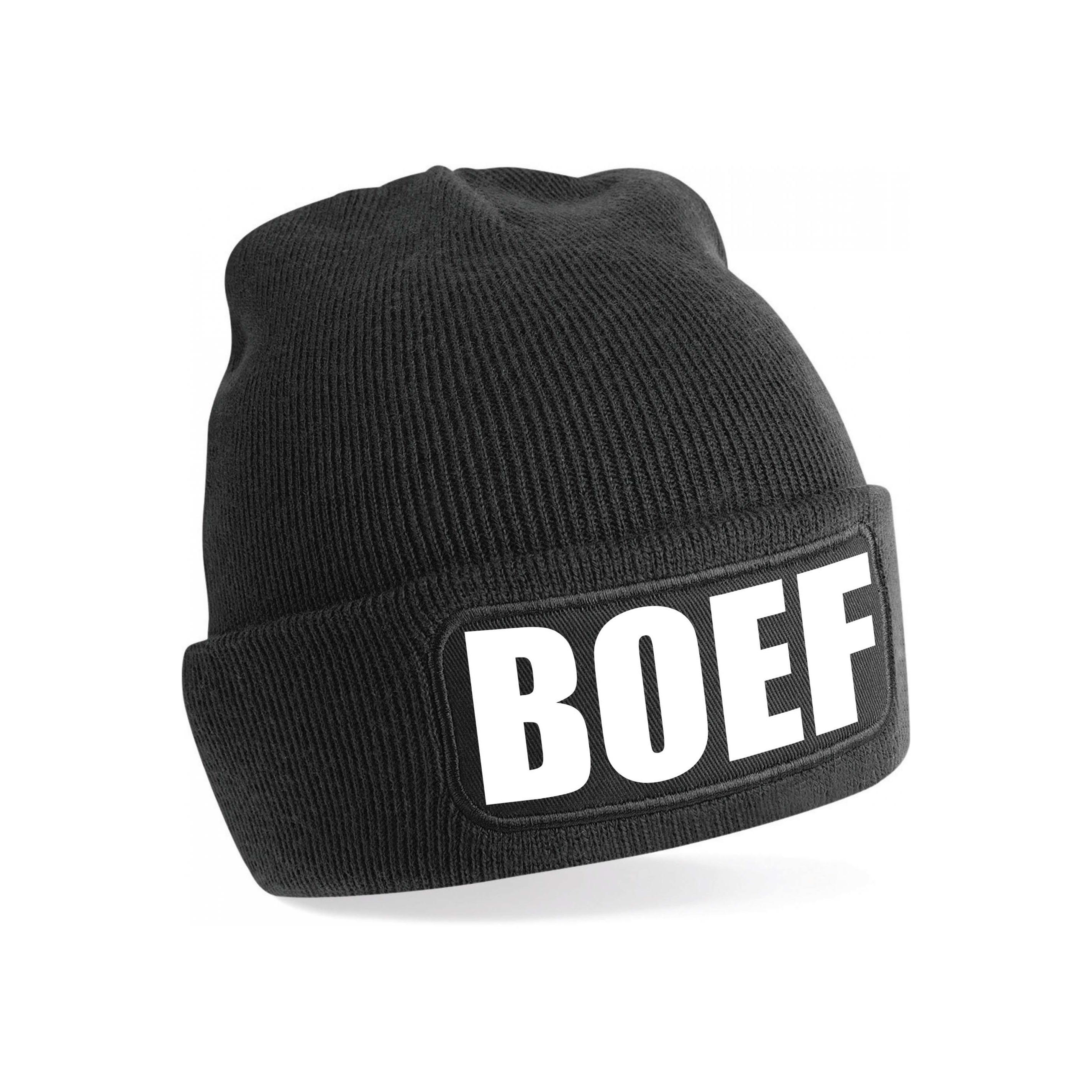 Apres ski muts boef zwart voor volwassenen - Foute wintersport muts -
