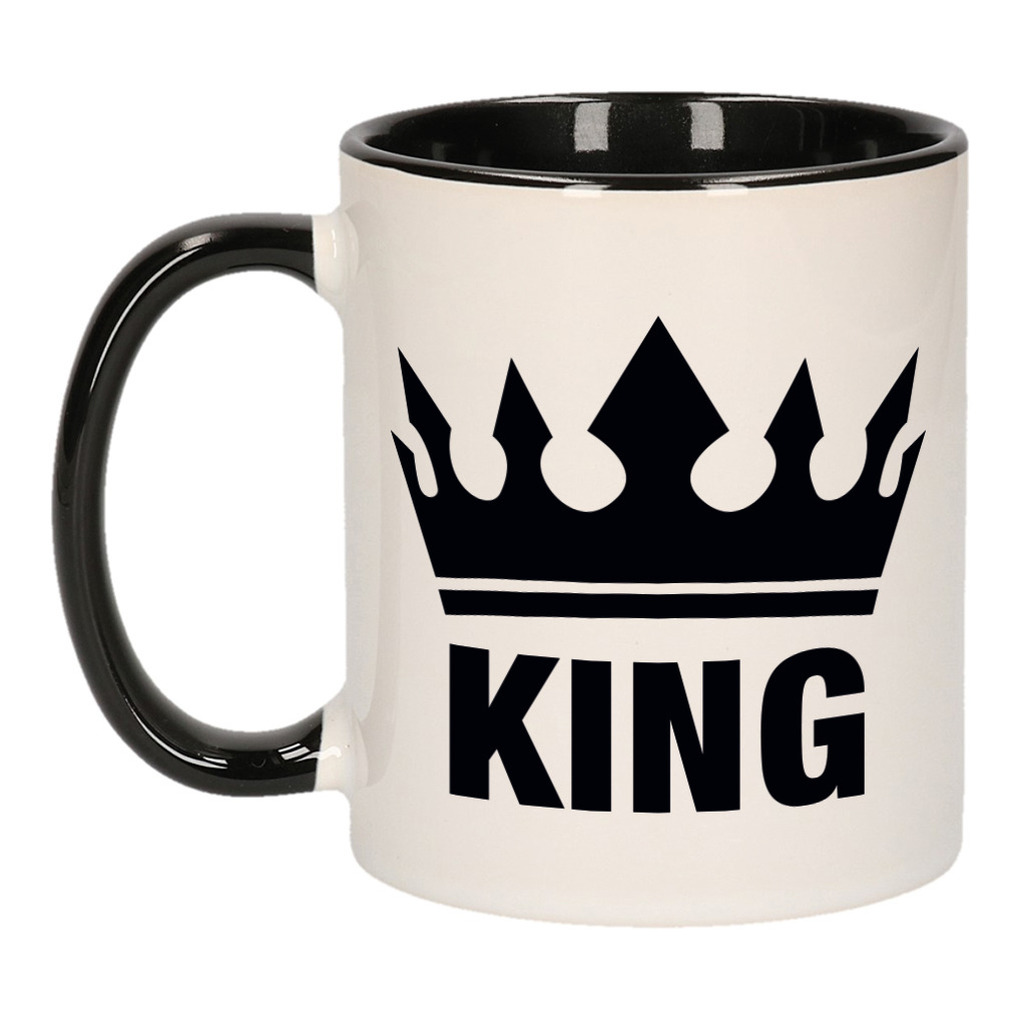 Cadeau King mok/ beker zwart wit 300 ml -