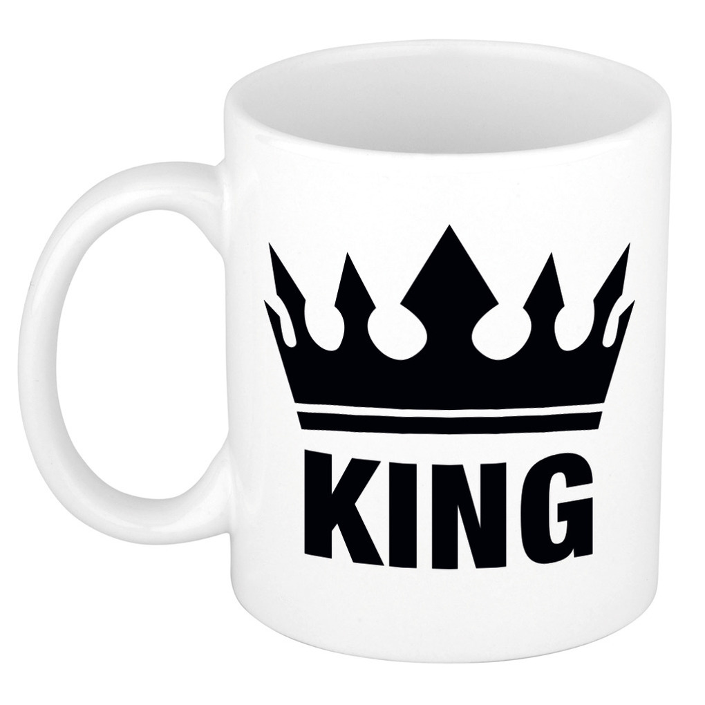 Cadeau King mok/ beker wit met zwarte bedrukking 300 ml -