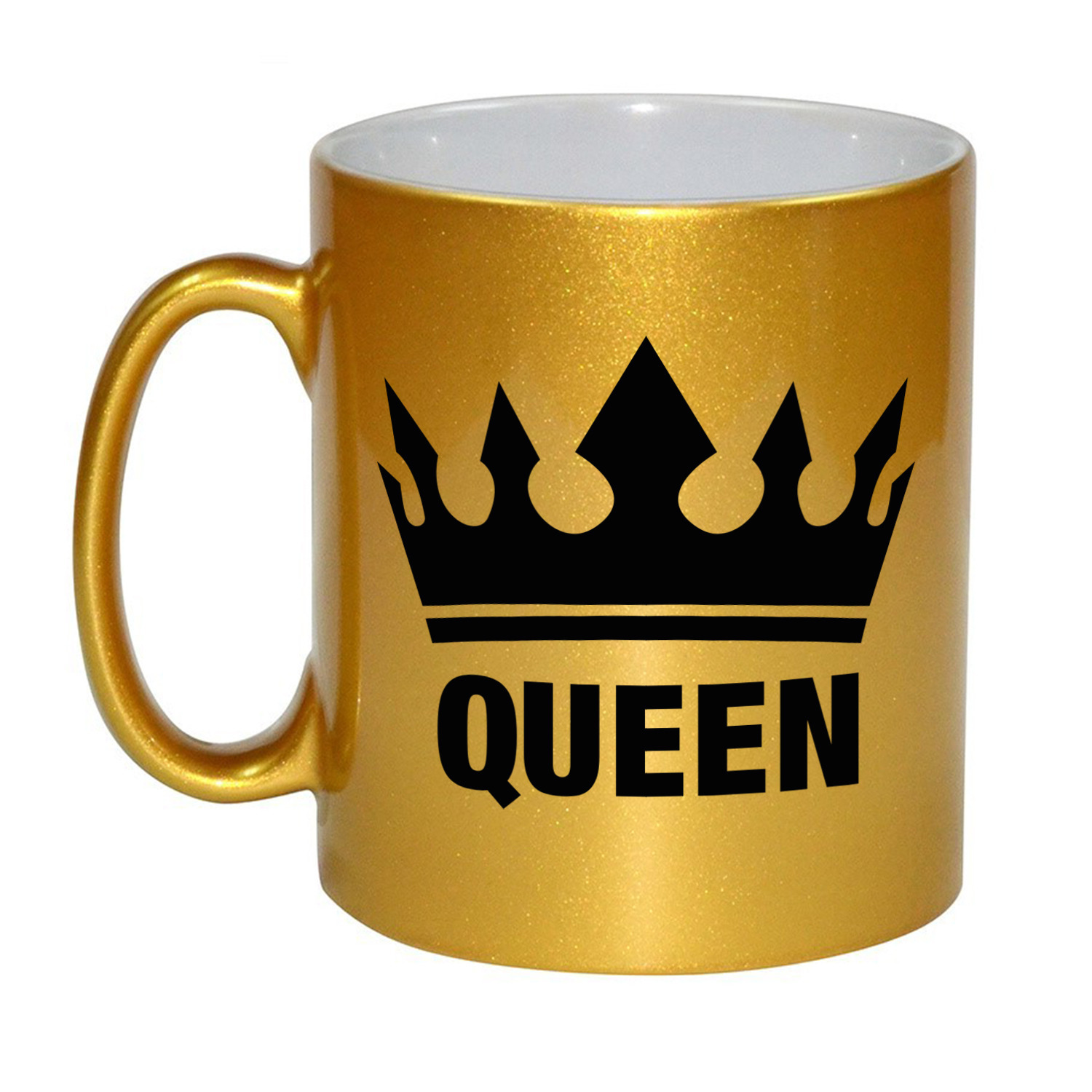 Cadeau Queen mok/ beker goud met zwarte bedrukking 300 ml -