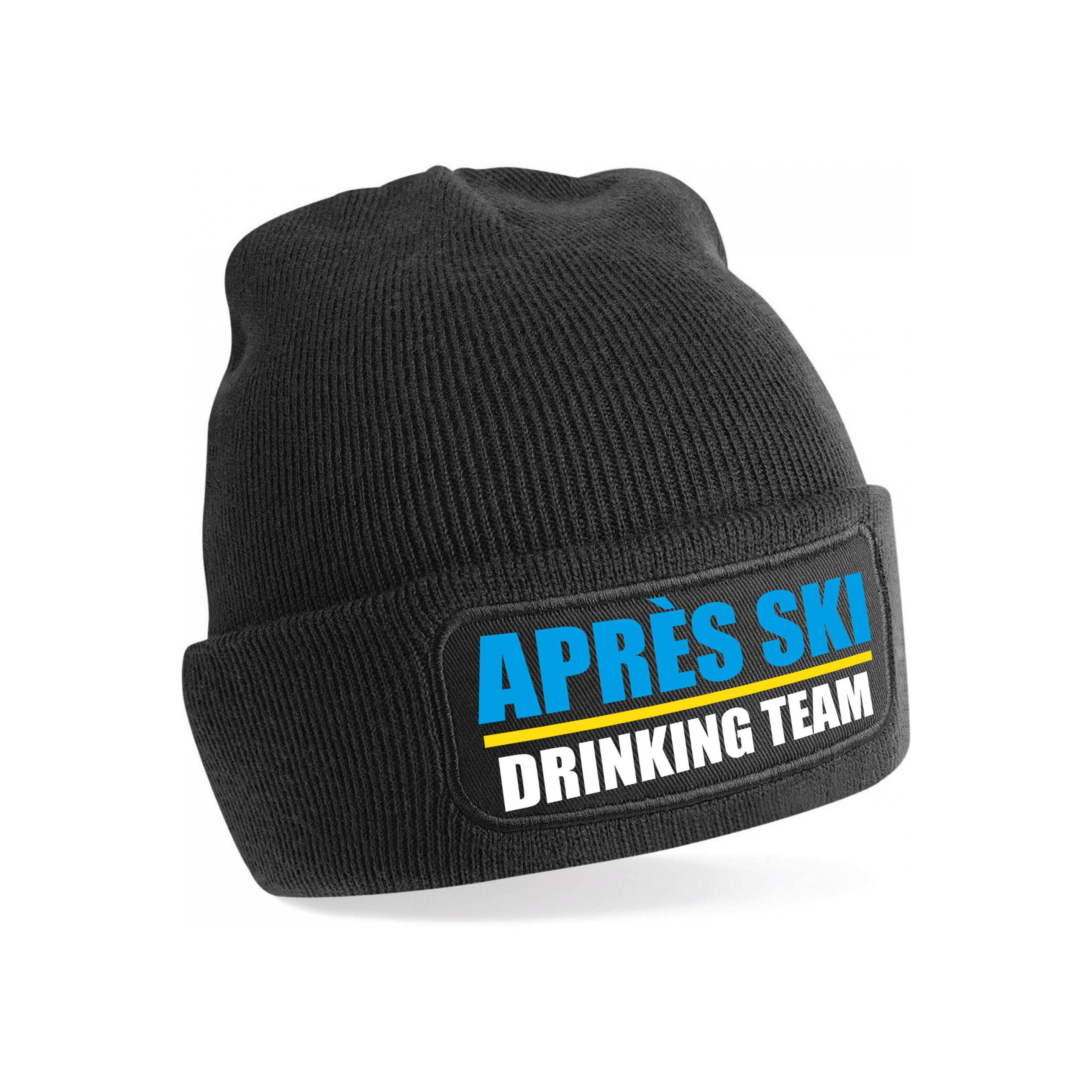 Wintersport muts - drinking team - zwart - one size - unisex - Apres ski beanie One size -