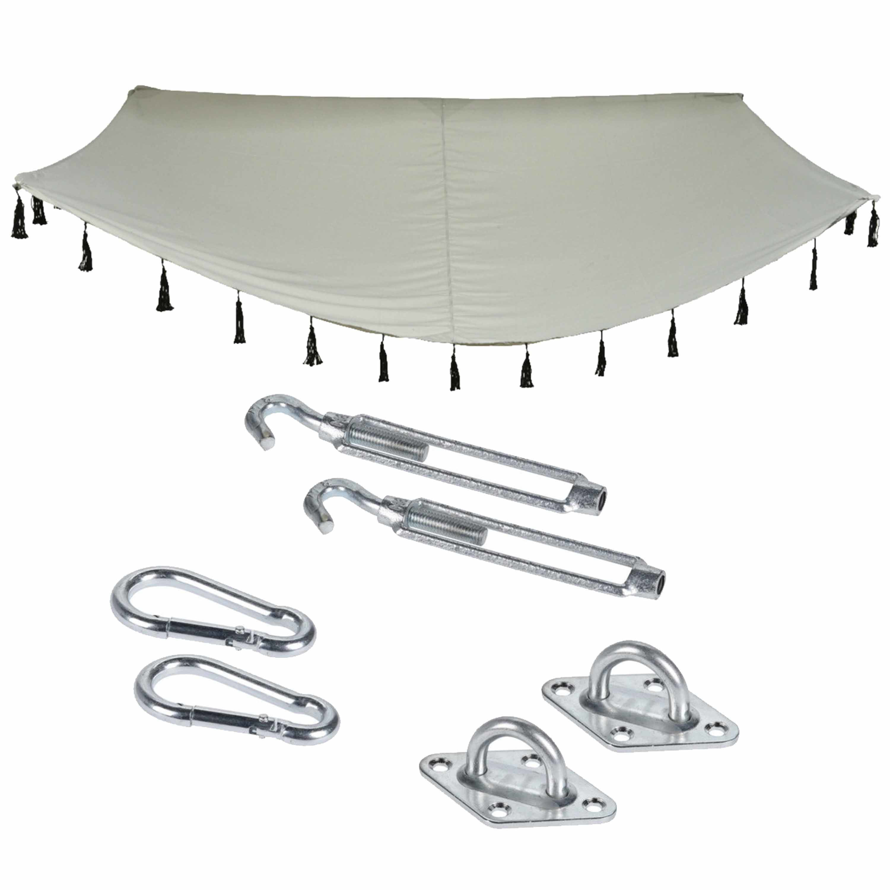 Schaduwdoek/zonnescherm zonneluifel grijs 3 x 2 meter met ophanghaken -