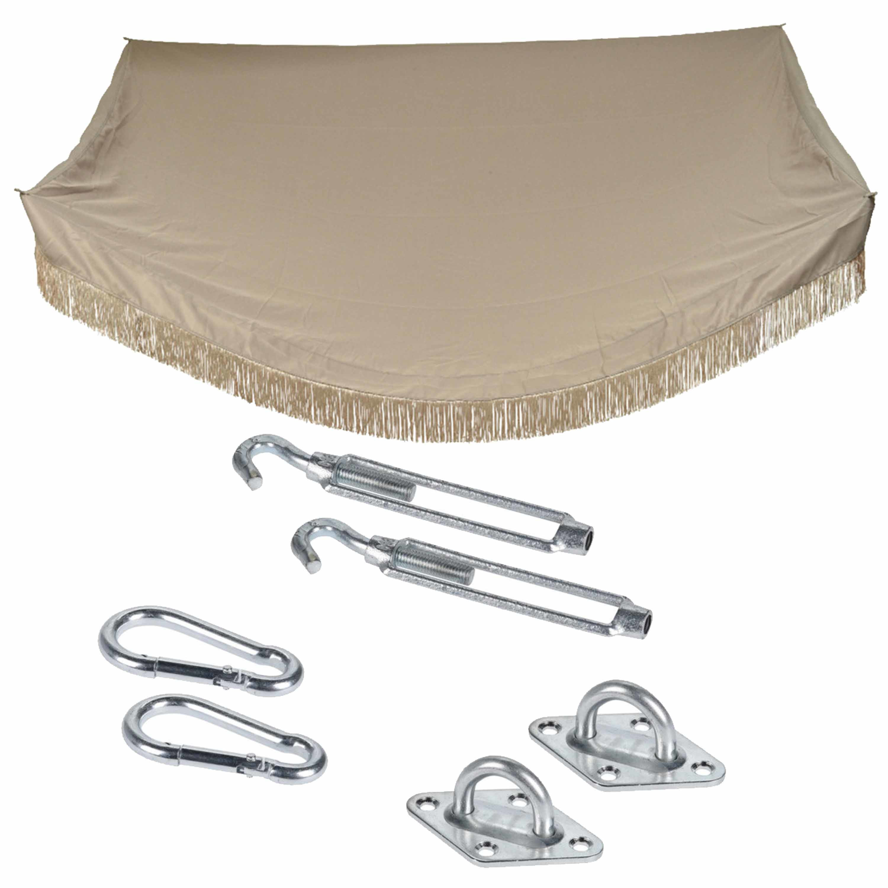 Schaduwdoek/zonnescherm zonneluifel beige 3 x 2 meter met ophanghaken -
