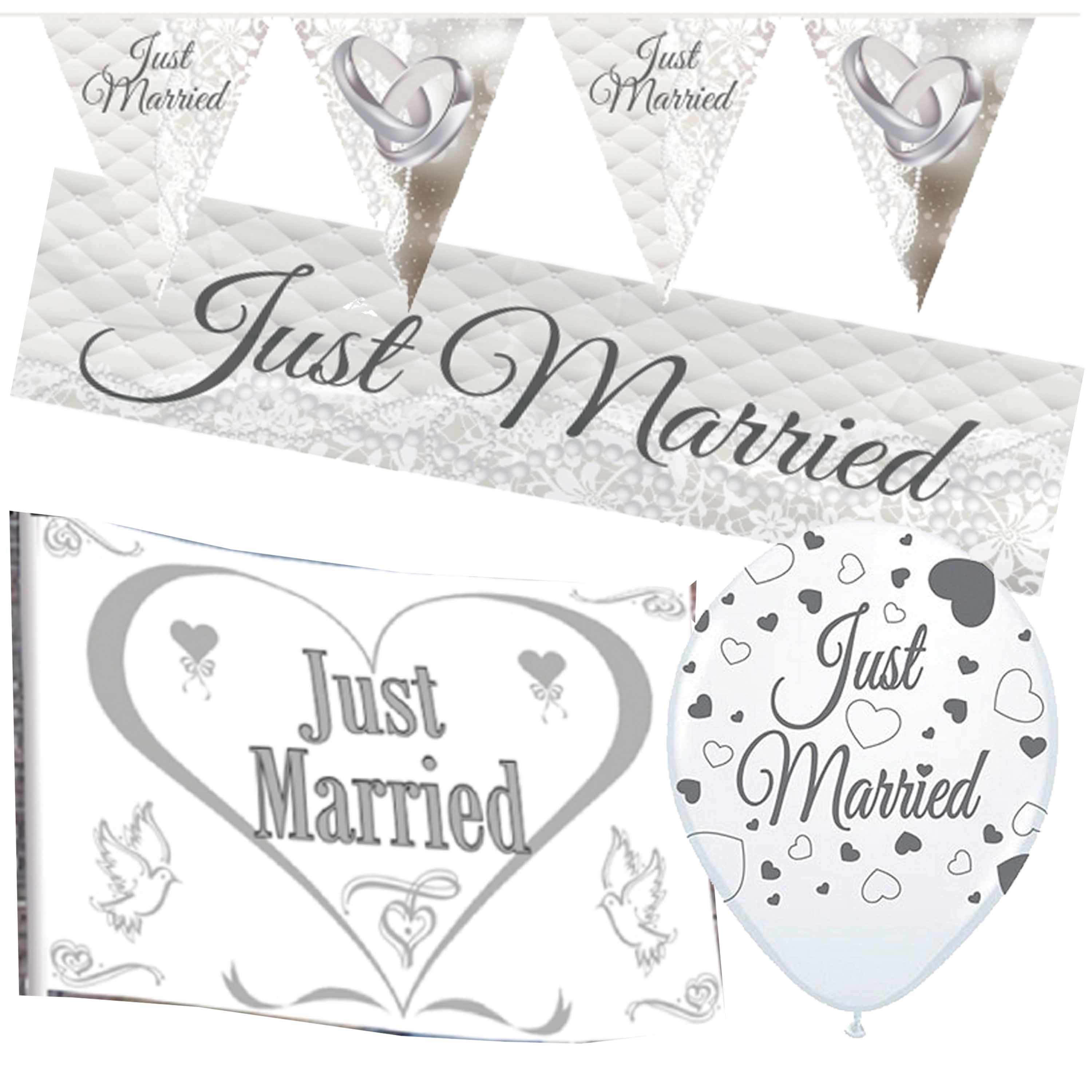 Feestartikelen pakket-Just Married thema -