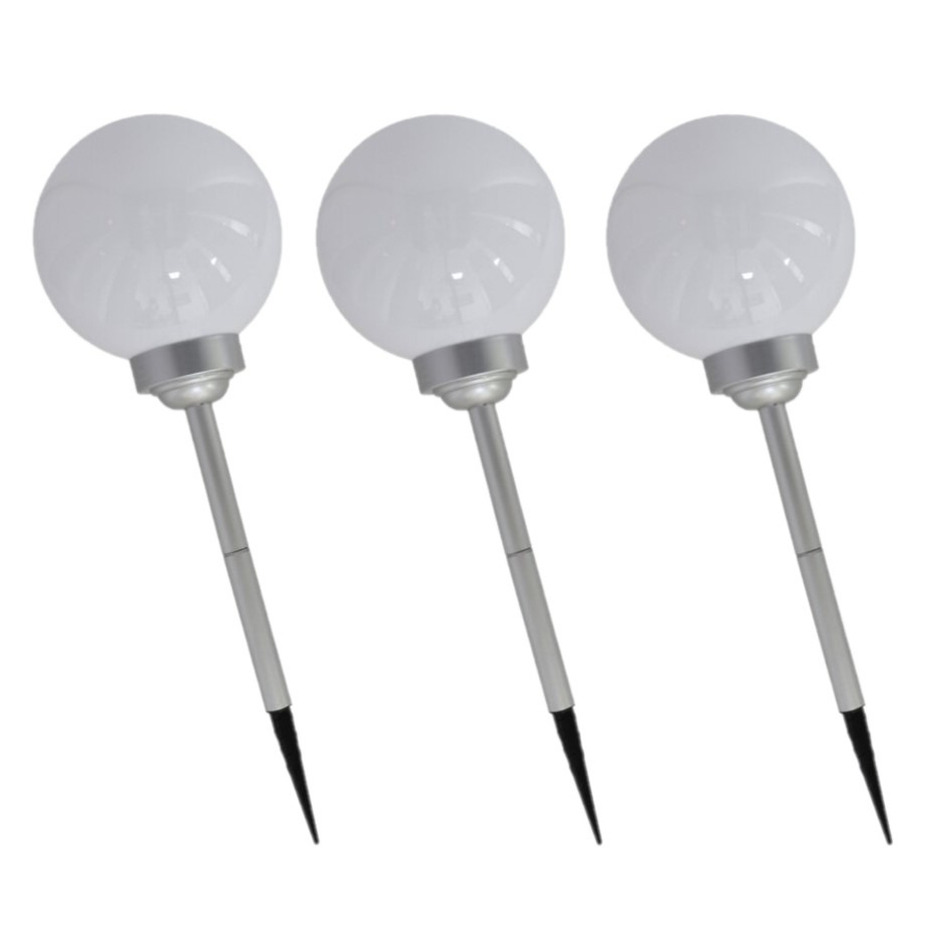 Set van 8x stuks solar tuinlampen/prikspots bol op zonne-energie 56 cm -
