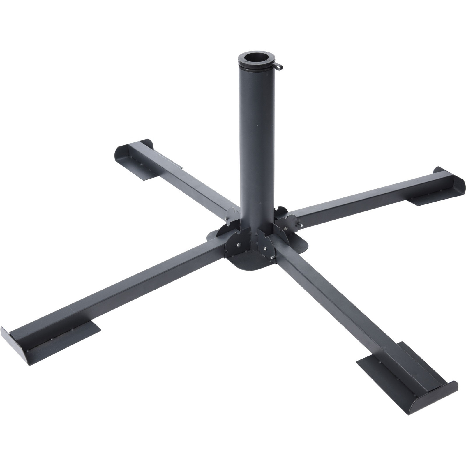 Inklapbare parasolvoet/kruisvoet antraciet grijs metaal voor 40 cm stenen -