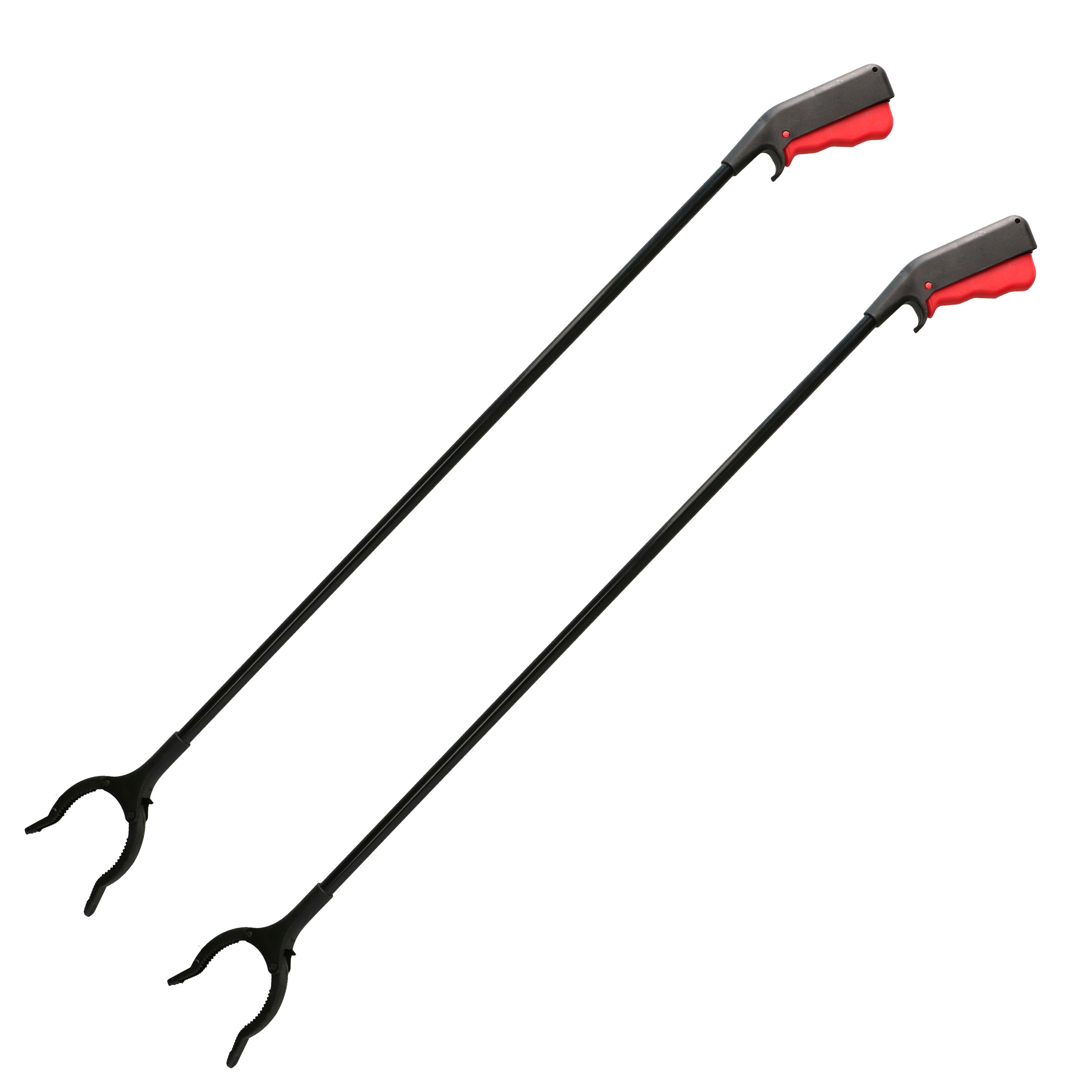 Pakket van 2x stuks zwarte kunststof afvalgrijpers/grijparmen 82,5 cm -