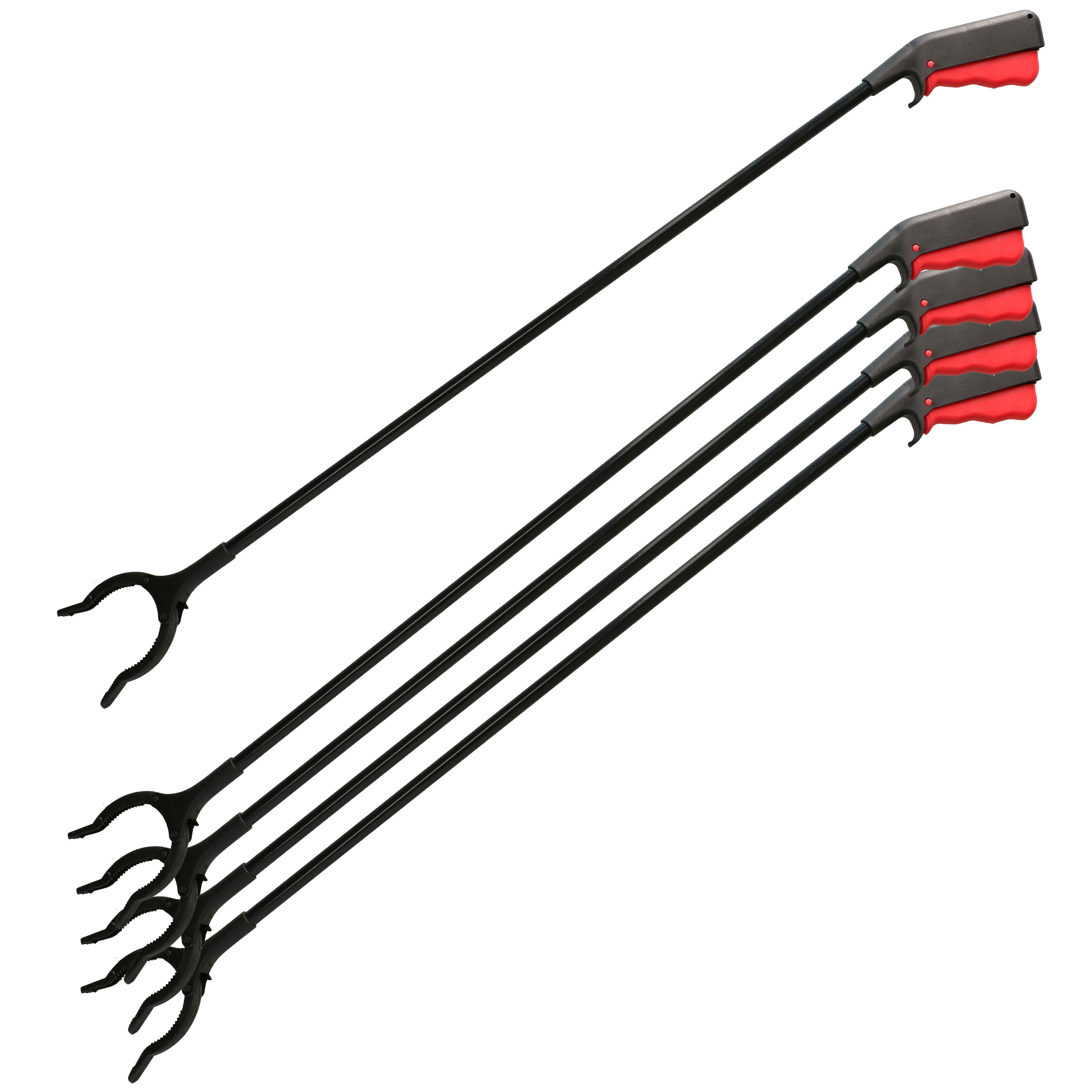 Pakket van 12x stuks zwarte kunststof afvalgrijpers/grijparmen 82,5 cm -